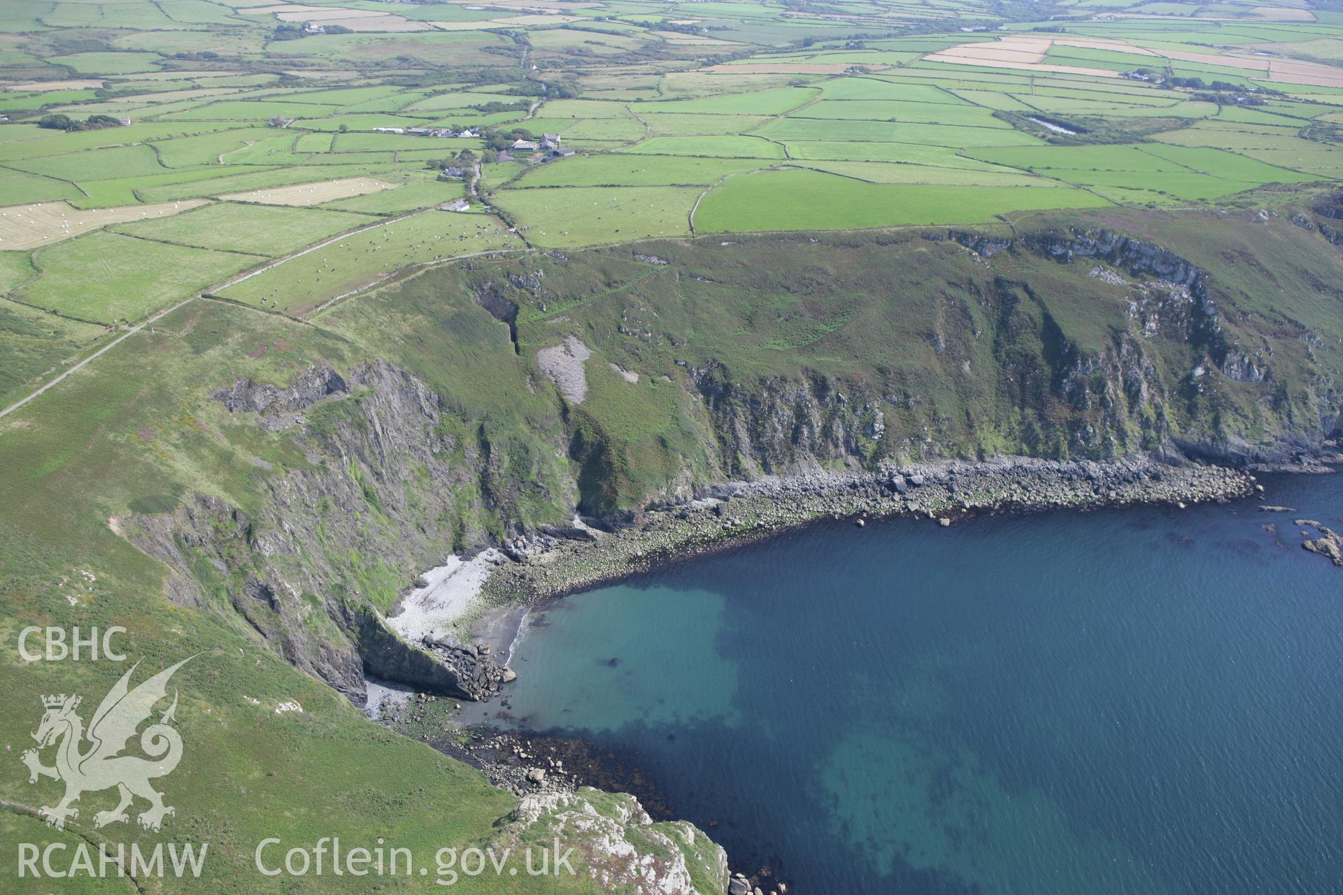 RCAHMW colour oblique photograph of Pwll Deri, coastal quarries,. Taken by Toby Driver on 01/08/2007.