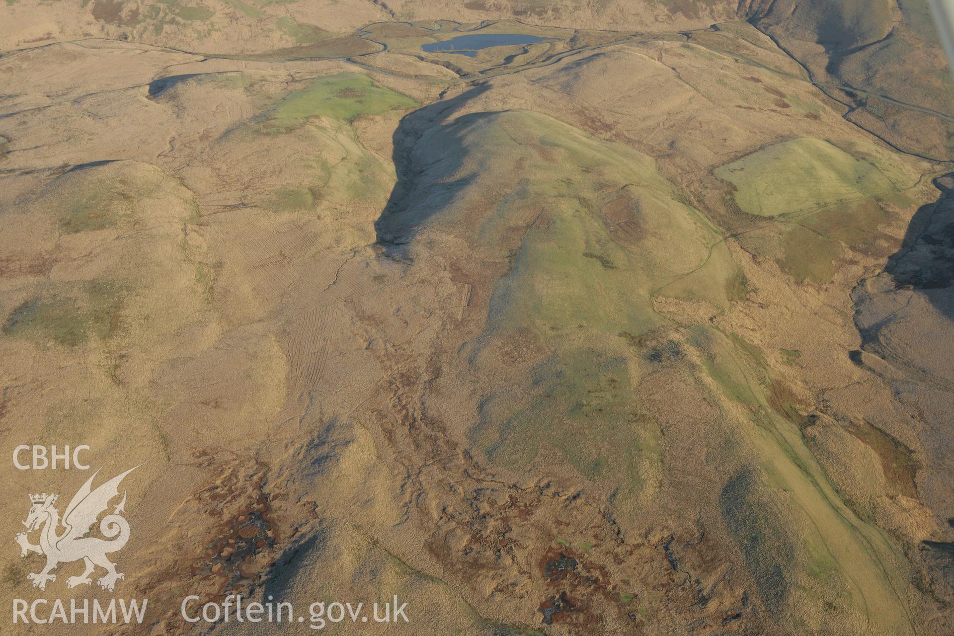 RCAHMW colour oblique photograph of Bryn Du upland landscape, looking north-east. Taken by Toby Driver on 20/12/2007.