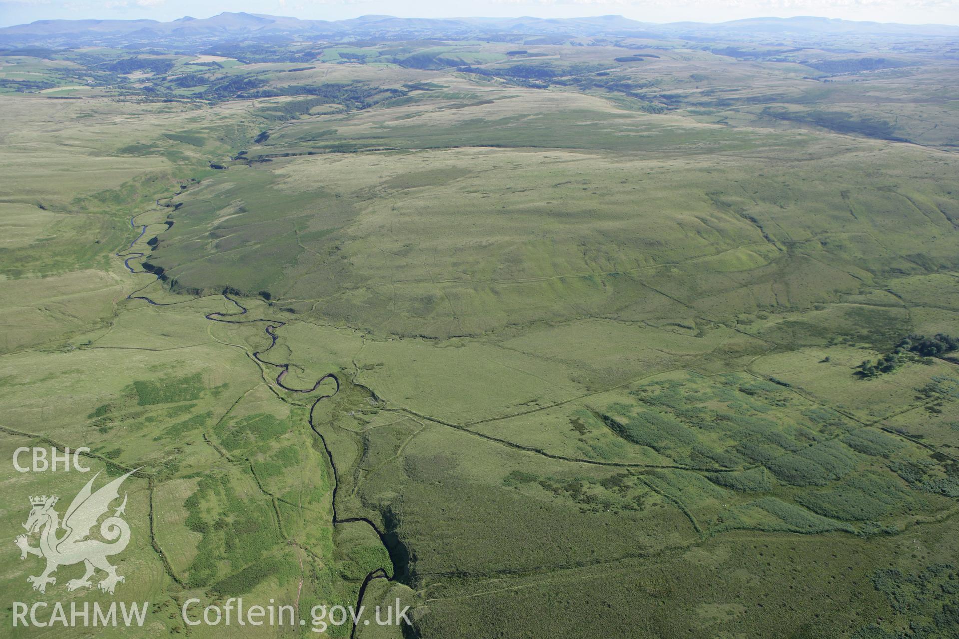 RCAHMW colour oblique aerial photograph of the field system at Ysgir Fawr. Taken on 08 August 2007 by Toby Driver