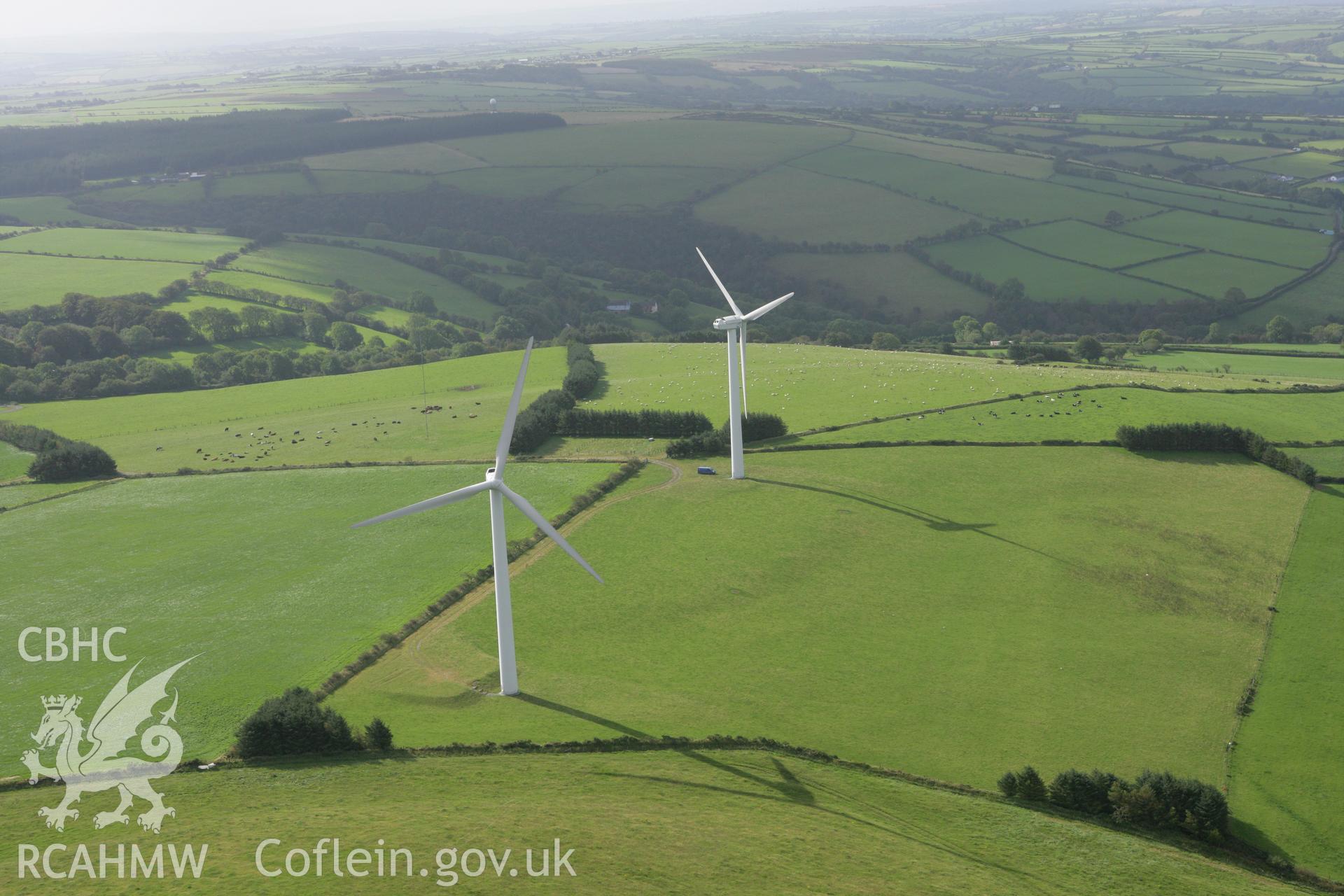 RCAHMW colour oblique photograph of Blaen Bowi wind farm. Taken by Toby Driver on 11/09/2007.