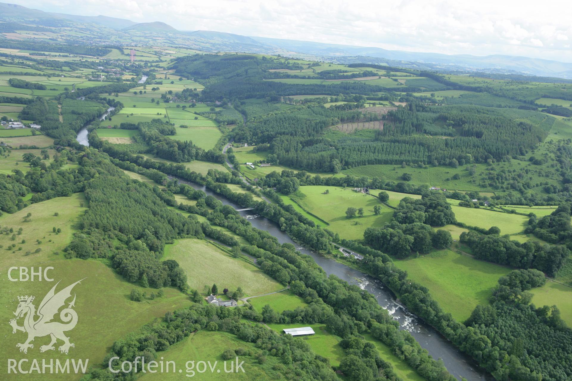 RCAHMW colour oblique aerial photograph of Hafodygarreg and surrounding landscape. Taken on 09 July 2007 by Toby Driver