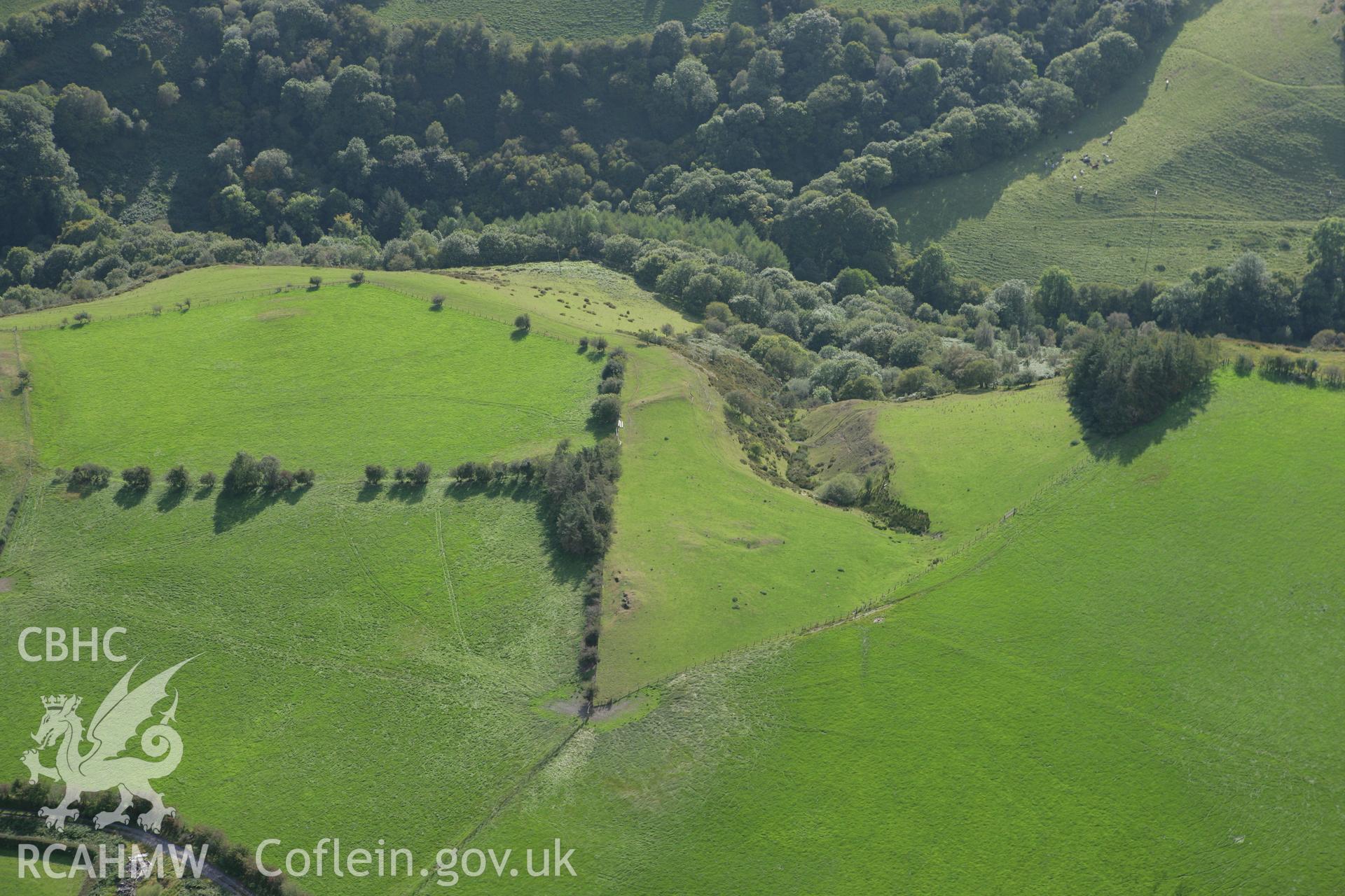 RCAHMW colour oblique aerial photograph of non-archaeological earthworks near Y Gribyn. Taken on 06 September 2007 by Toby Driver