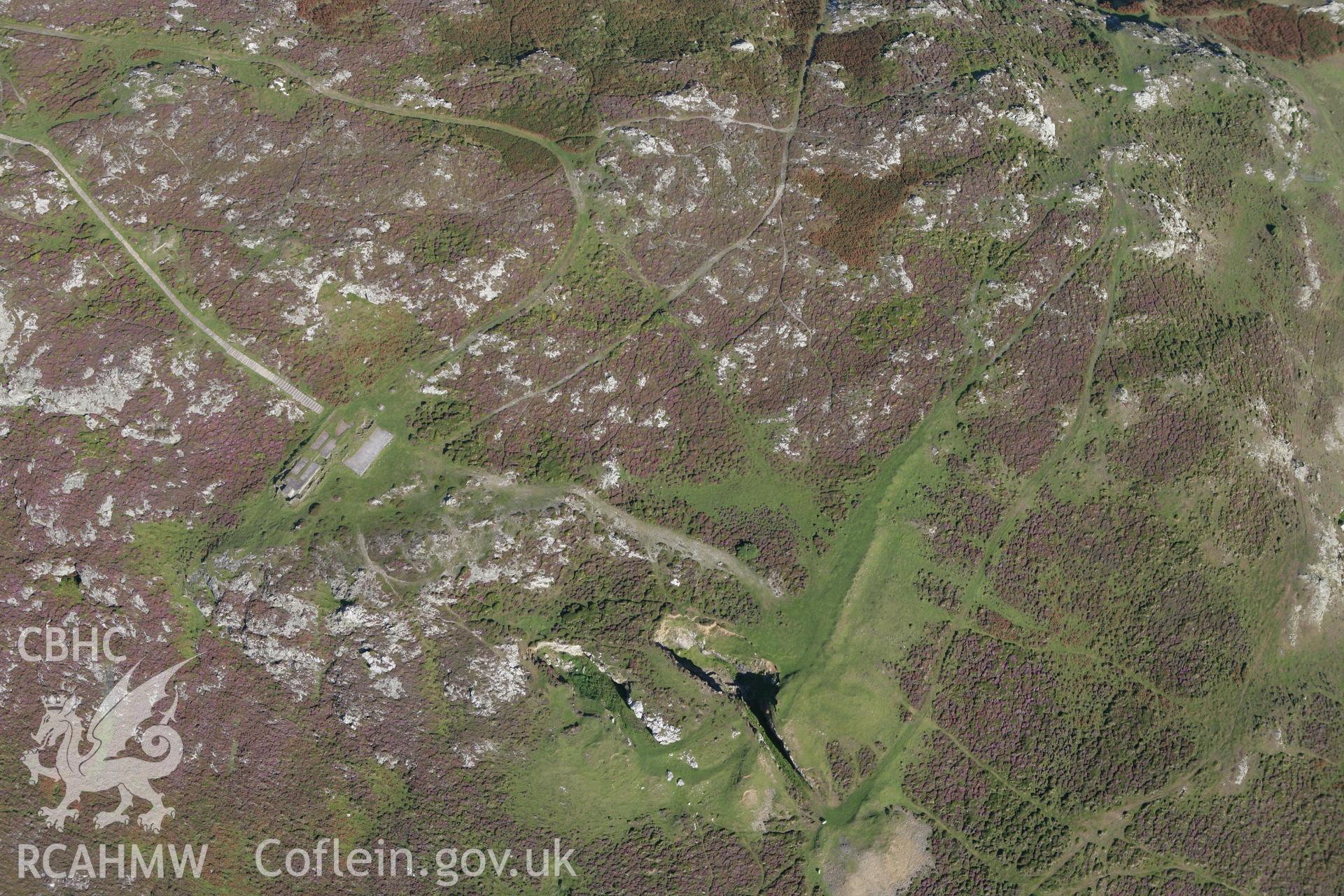 RCAHMW colour oblique aerial photograph of Mynydd Mawr Wartime Lookout and Signal Station, Aberdaron. Taken on 06 September 2007 by Toby Driver