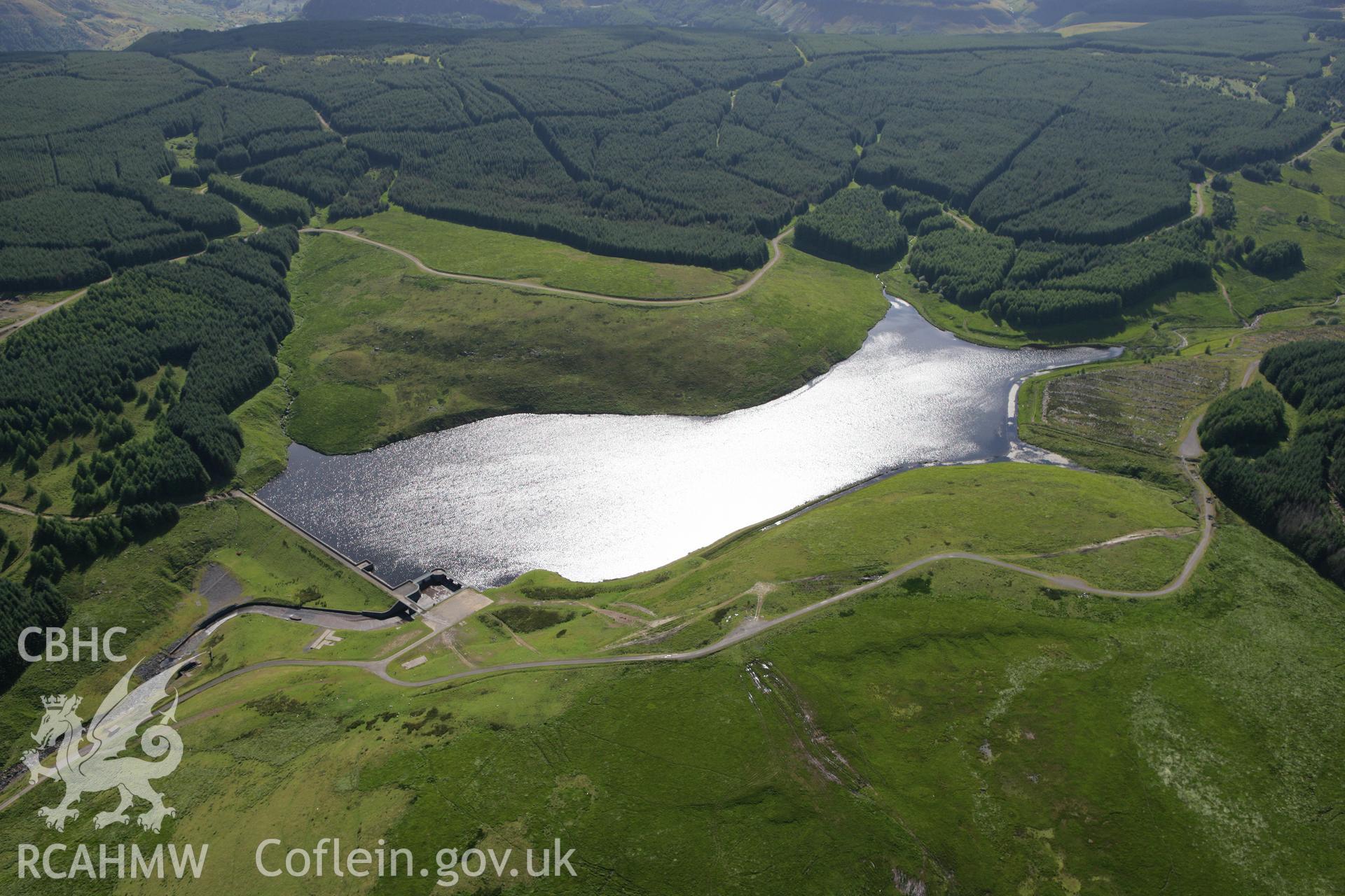 RCAHMW colour oblique aerial photograph of Rhondda Fach Water Scheme, Pontypridd Water Works Company. Taken on 30 July 2007 by Toby Driver