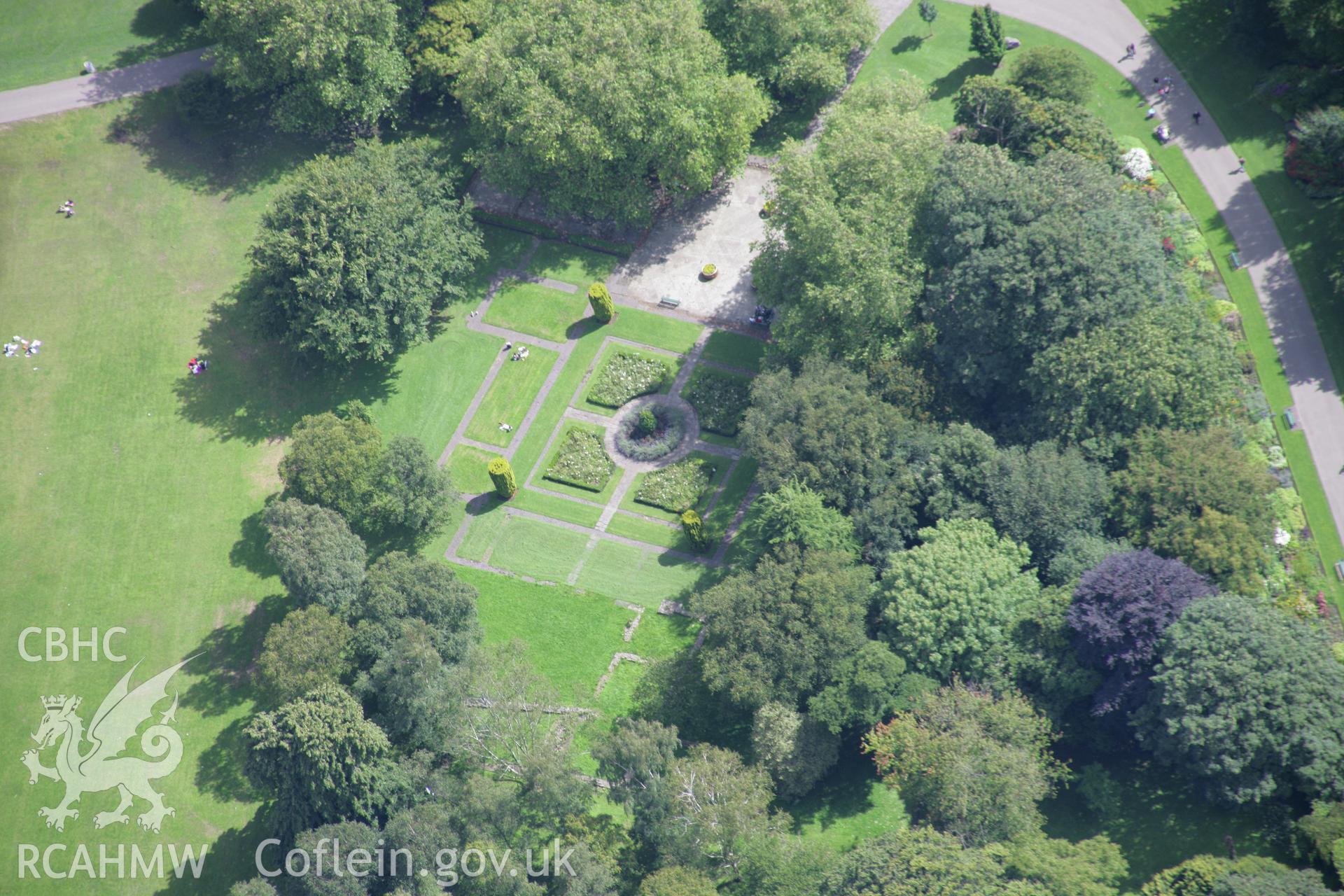 RCAHMW colour oblique aerial photograph of Blackfriars Priory (Dominican), Bute Park. Taken on 30 July 2007 by Toby Driver