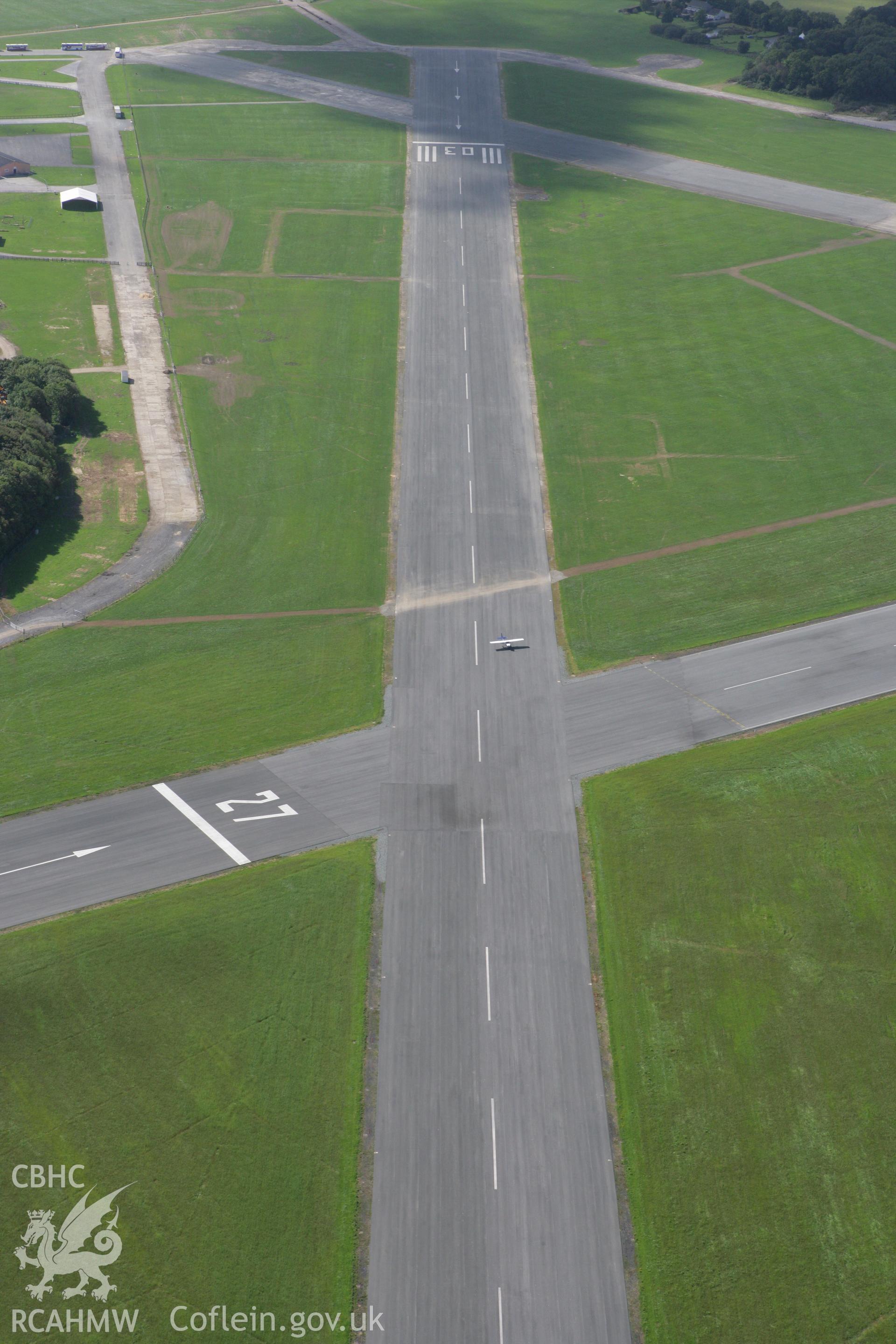 RCAHMW colour oblique photograph of Haverfordwest airfield. Taken by Toby Driver on 11/09/2007.