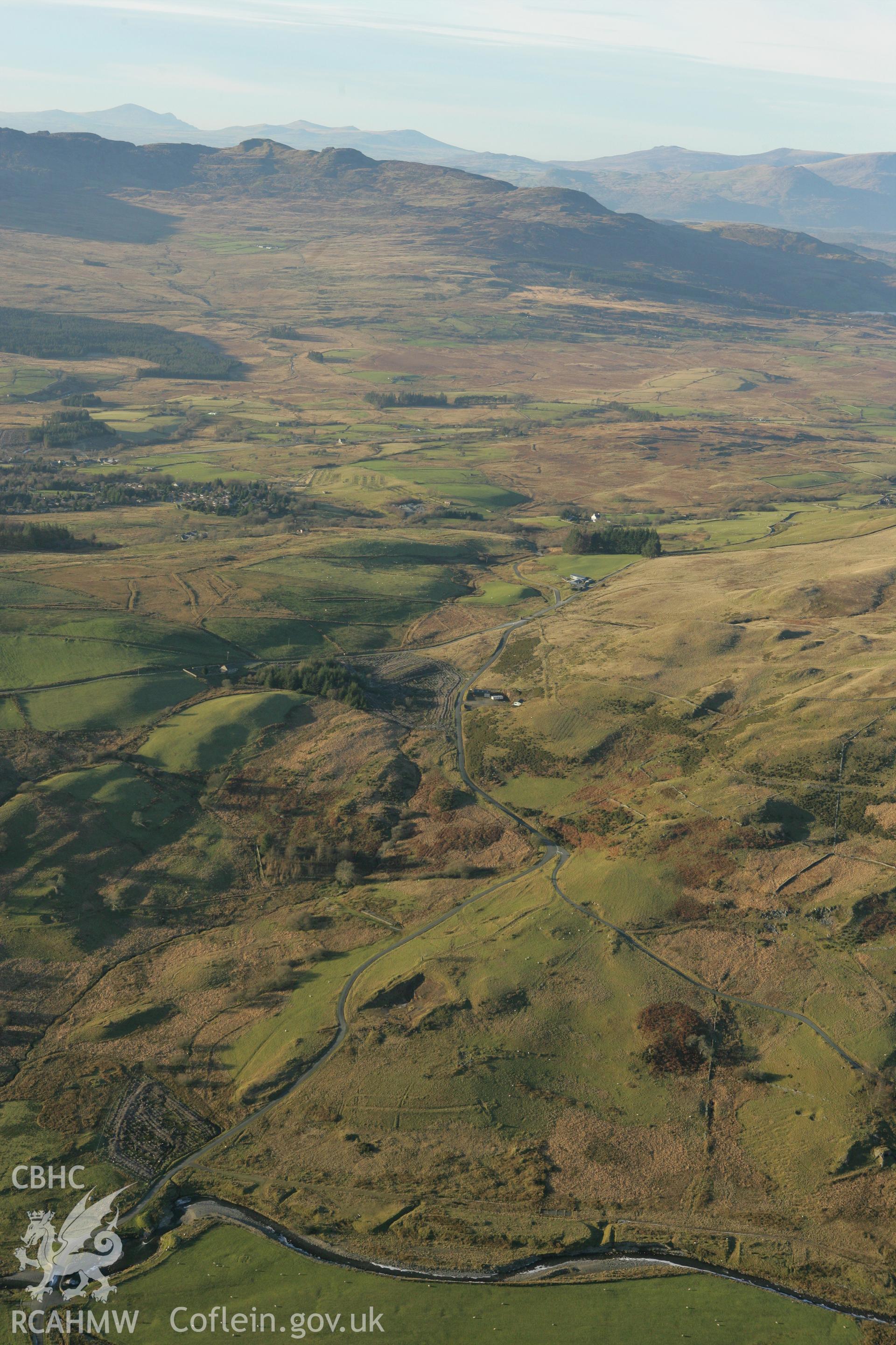 RCAHMW colour oblique photograph of Bronaber, showing a winter landscape looking north-west over the firing range. Taken by Toby Driver on 20/12/2007.