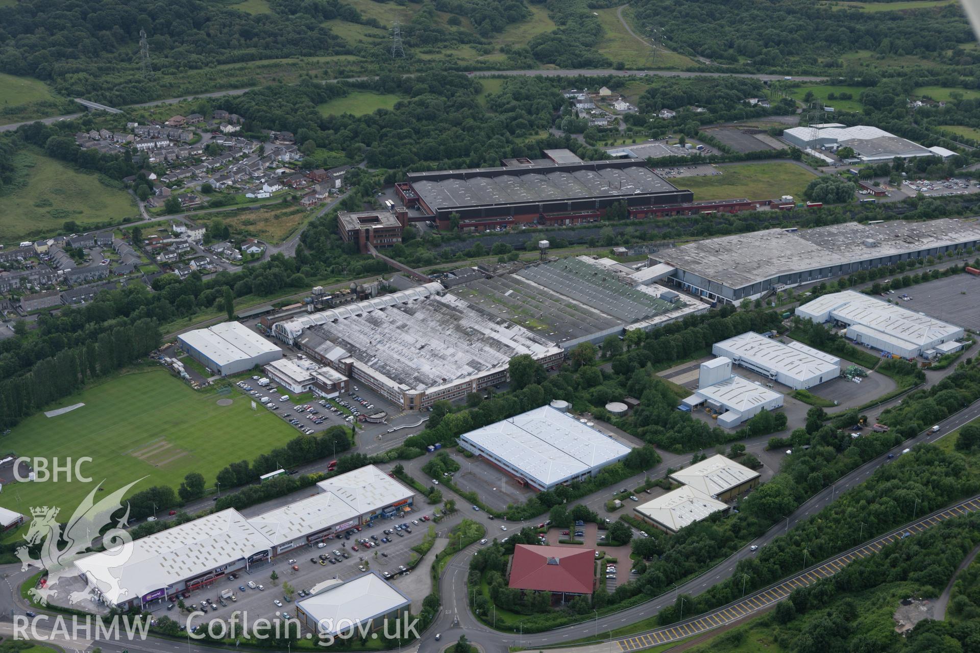 RCAHMW colour oblique aerial photograph of Hoover Factory, Merthyr Tydfil. Taken on 30 July 2007 by Toby Driver