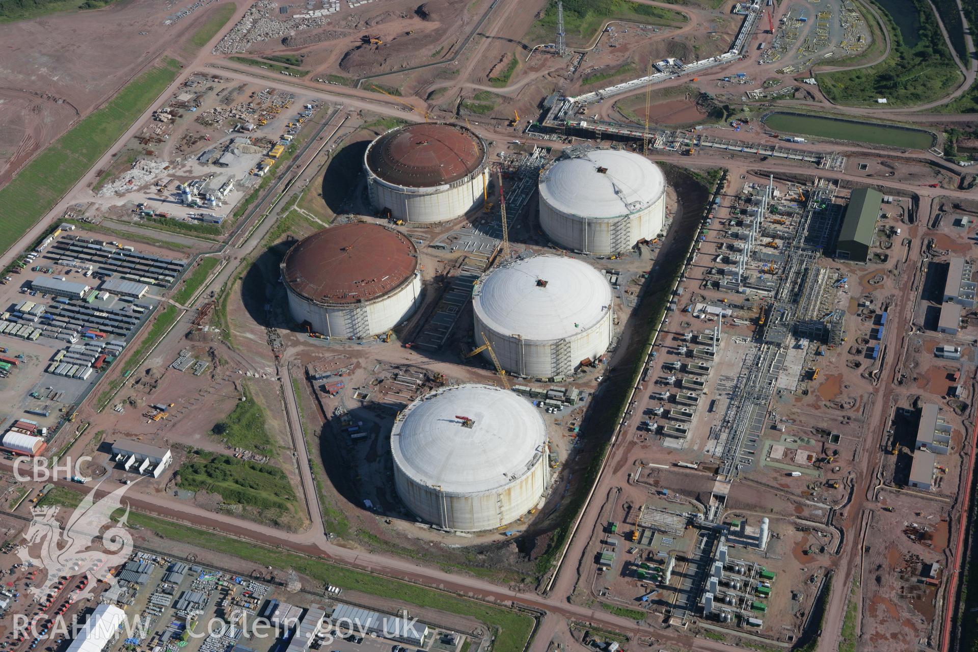 RCAHMW colour oblique aerial photograph of Esso South Hook Oil Refinery and liquid natural gas facility, Milford Haven. Taken on 30 July 2007 by Toby Driver