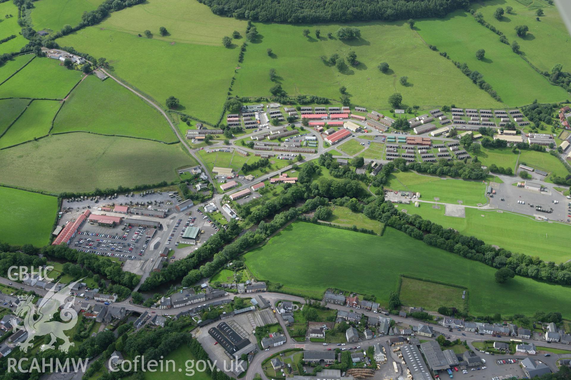 RCAHMW colour oblique aerial photograph of Sennybridge. Taken on 09 July 2007 by Toby Driver