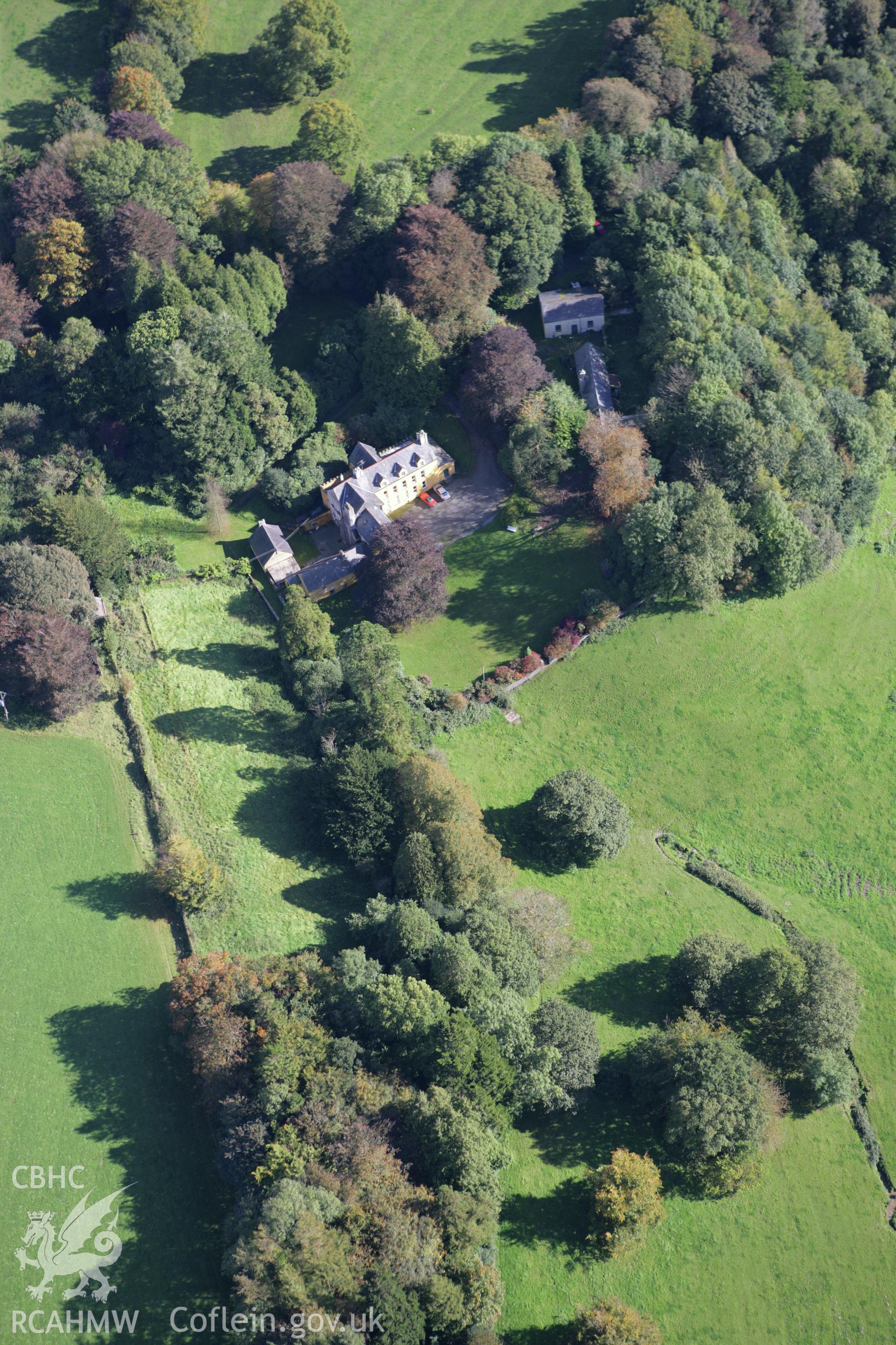 RCAHMW colour oblique photograph of Cwmgwili, country house. Taken by Toby Driver on 04/10/2007.