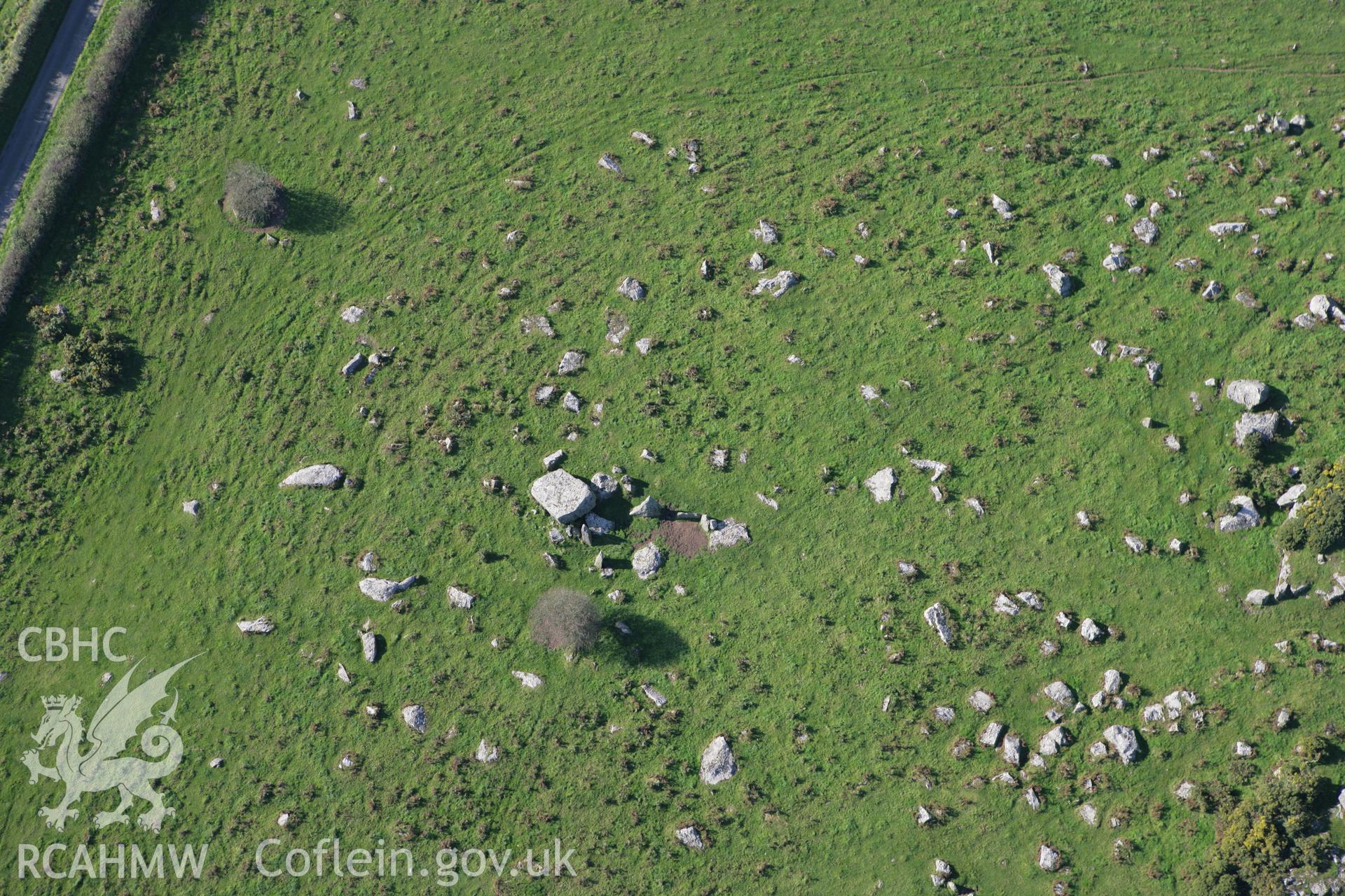 RCAHMW colour oblique photograph of Carn Turne burial chamber; Garn Turne; Old Coldstone. Taken by Toby Driver on 23/10/2007.