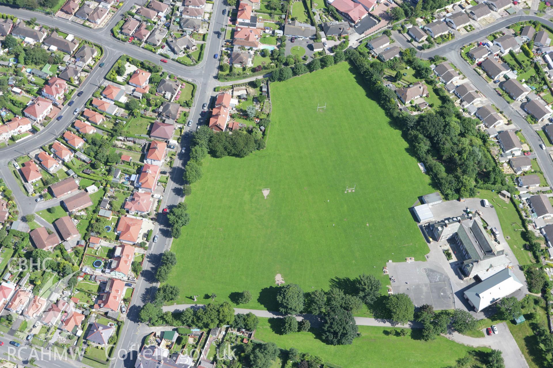 RCAHMW colour oblique aerial photograph of Ysgol-y-Llys, (St Chad's School) Prestatyn. Taken on 31 July 2007 by Toby Driver