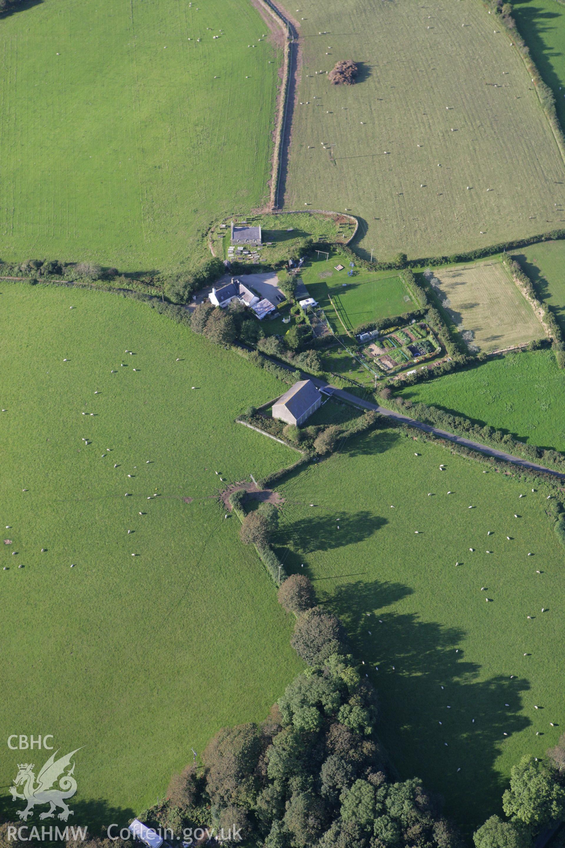 RCAHMW colour oblique aerial photograph of Capel Peniel, Congregational Chapel, Ceidio. Taken on 06 September 2007 by Toby Driver