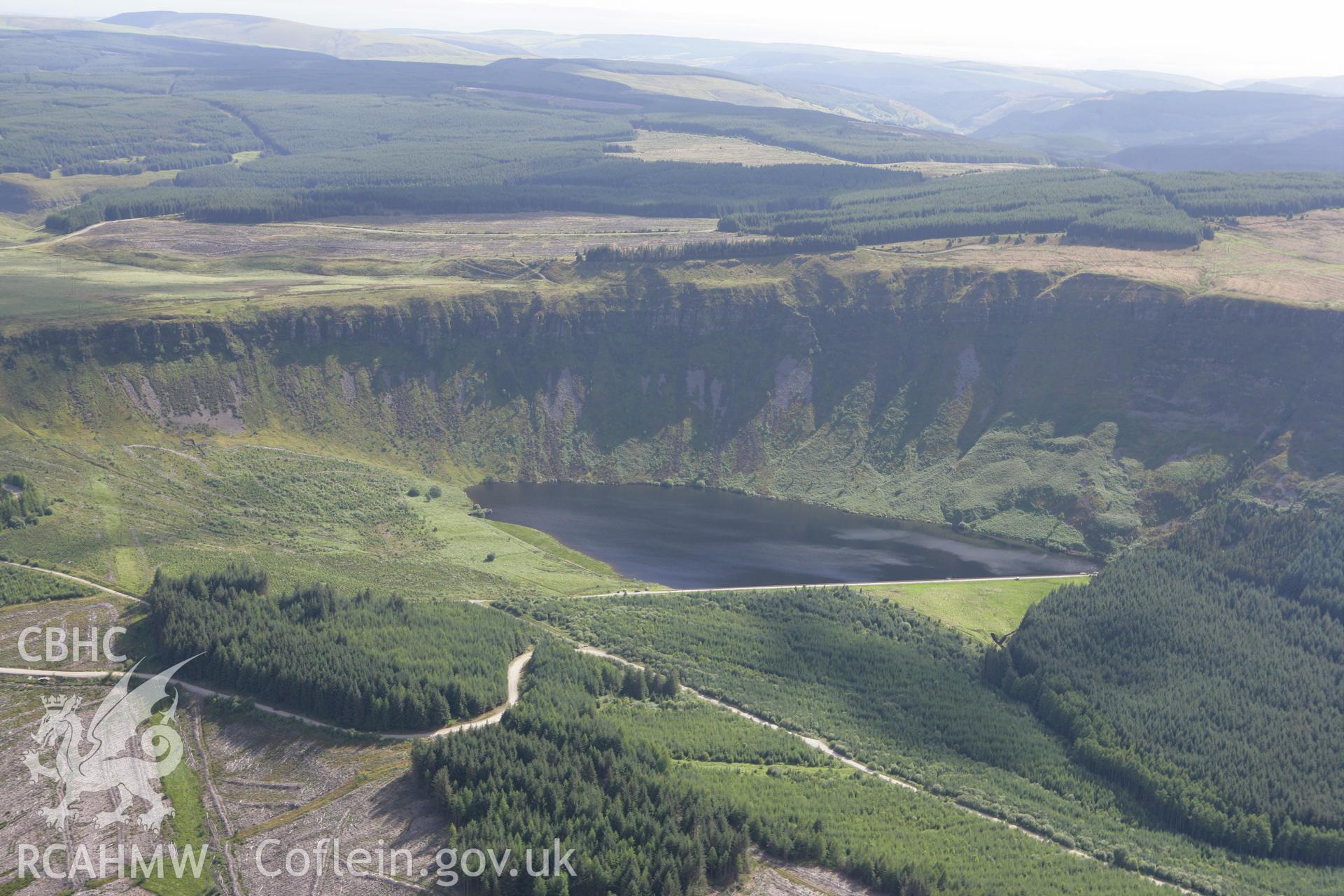 RCAHMW colour oblique aerial photograph of Llyn Fawr. Taken on 30 July 2007 by Toby Driver