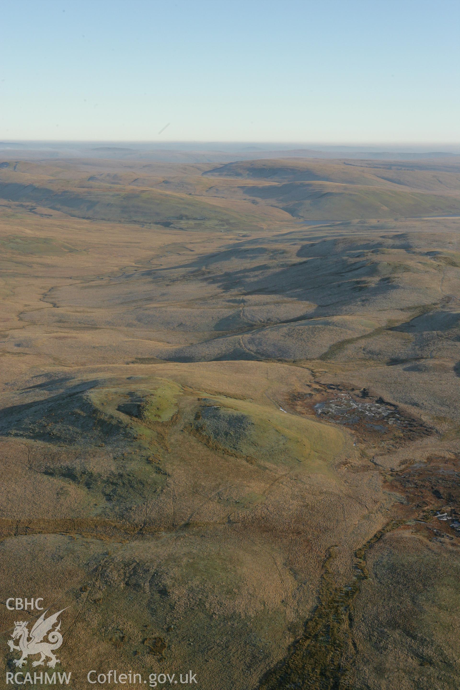RCAHMW colour oblique photograph of Monk's Trod, upland landscape looking east. Taken by Toby Driver on 20/12/2007.