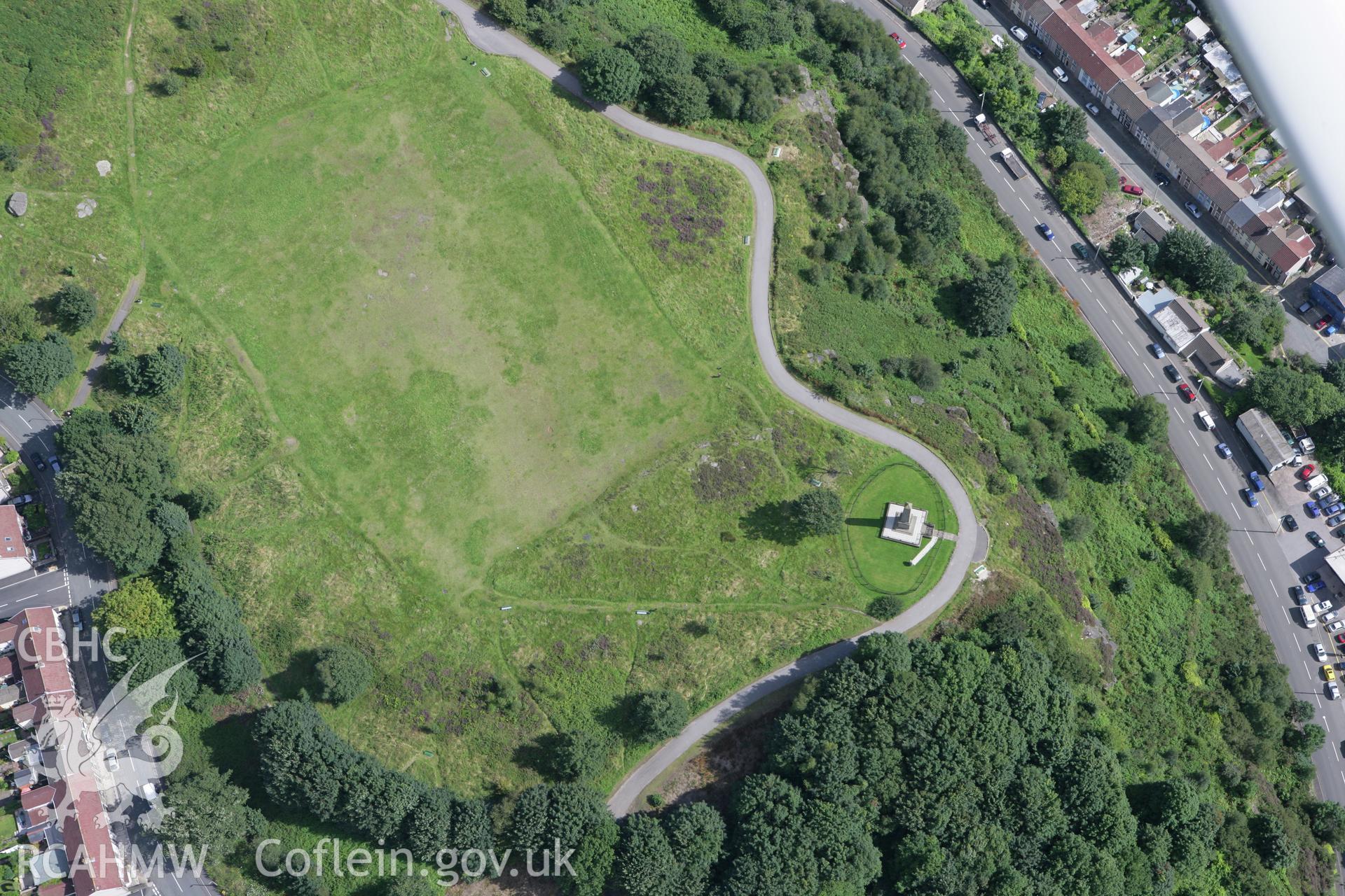 RCAHMW colour oblique aerial photograph of the War Memorial, Coedpenmaen Common, Pontypridd. Taken on 30 July 2007 by Toby Driver