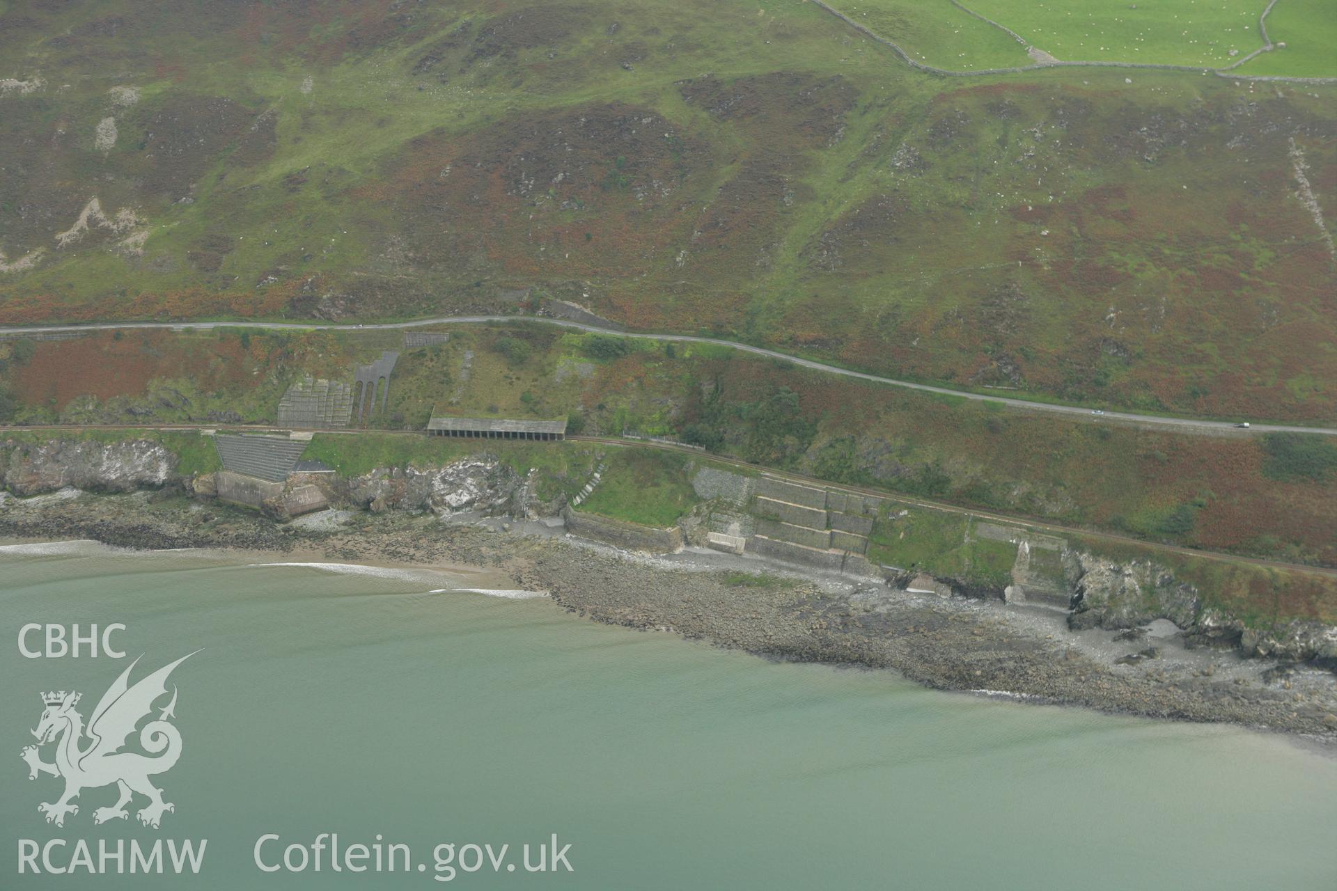 RCAHMW colour oblique photograph of Railway tunnel and embankment, Fairbourne;Cambrian Coast Railway. Taken by Toby Driver on 08/10/2007.