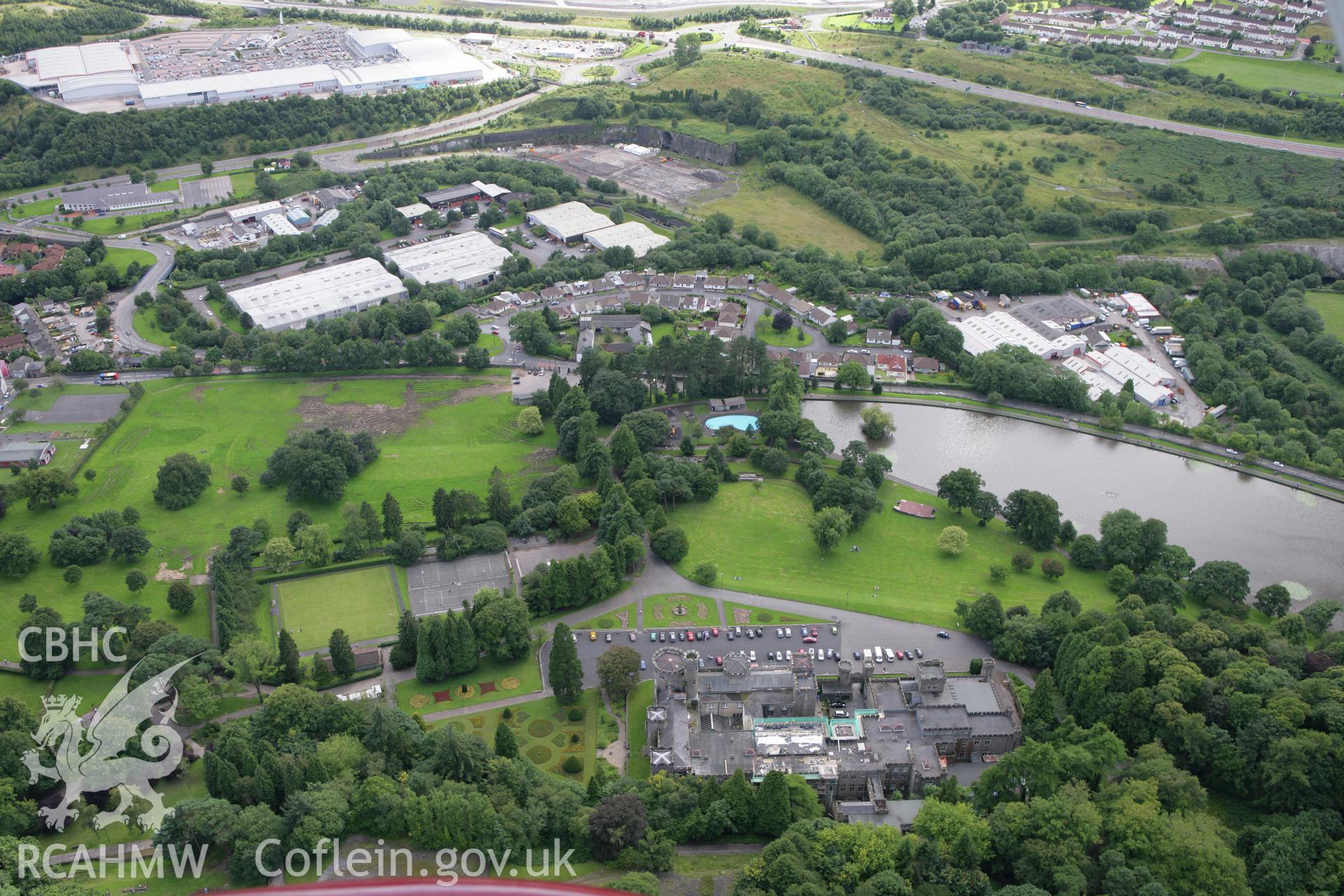 RCAHMW colour oblique aerial photograph of Cyfarthfa Castle, Merthyr Tydfil. Taken on 30 July 2007 by Toby Driver