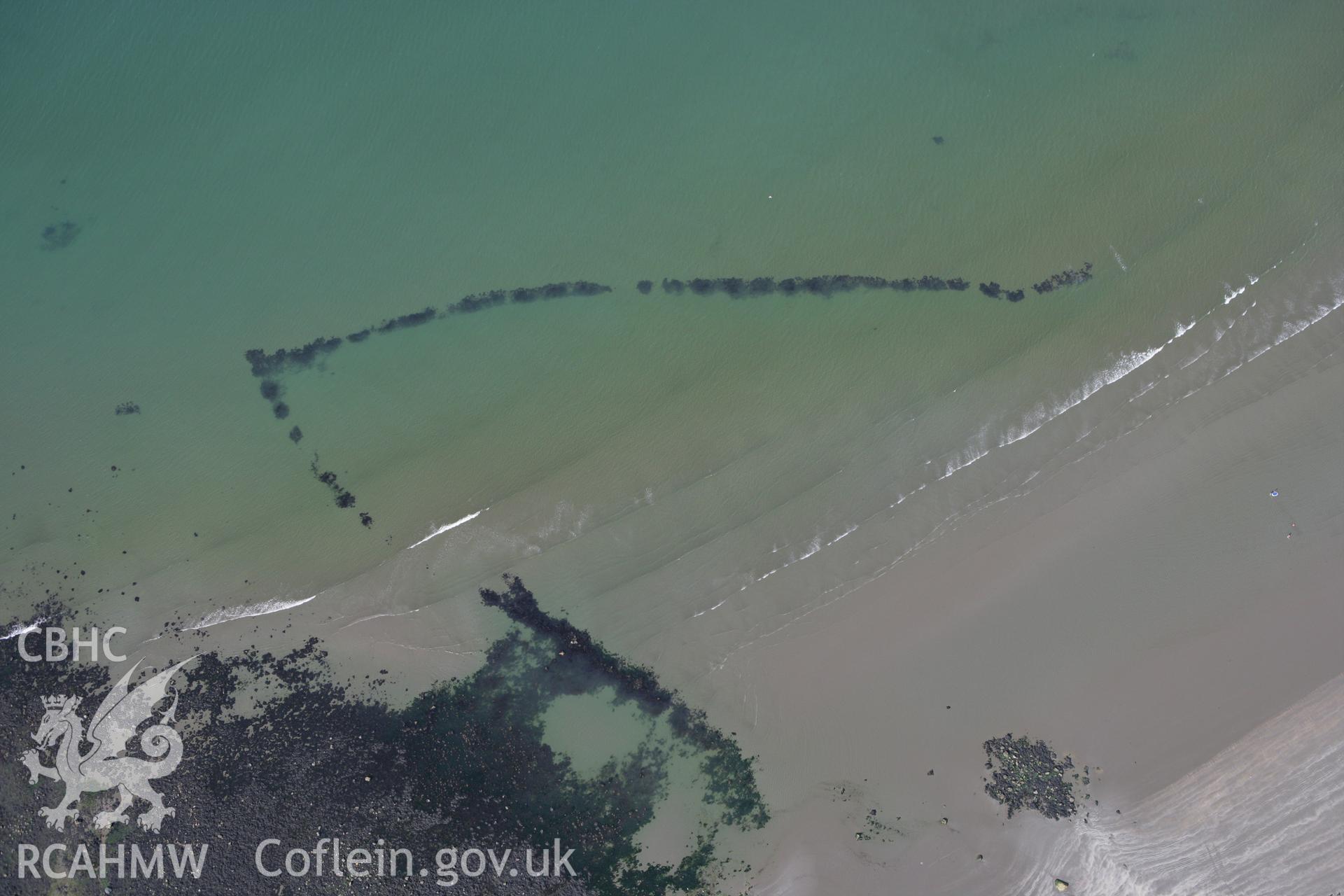 RCAHMW colour oblique aerial photograph of Poppit Fish Trap, dated  01 August 2007.