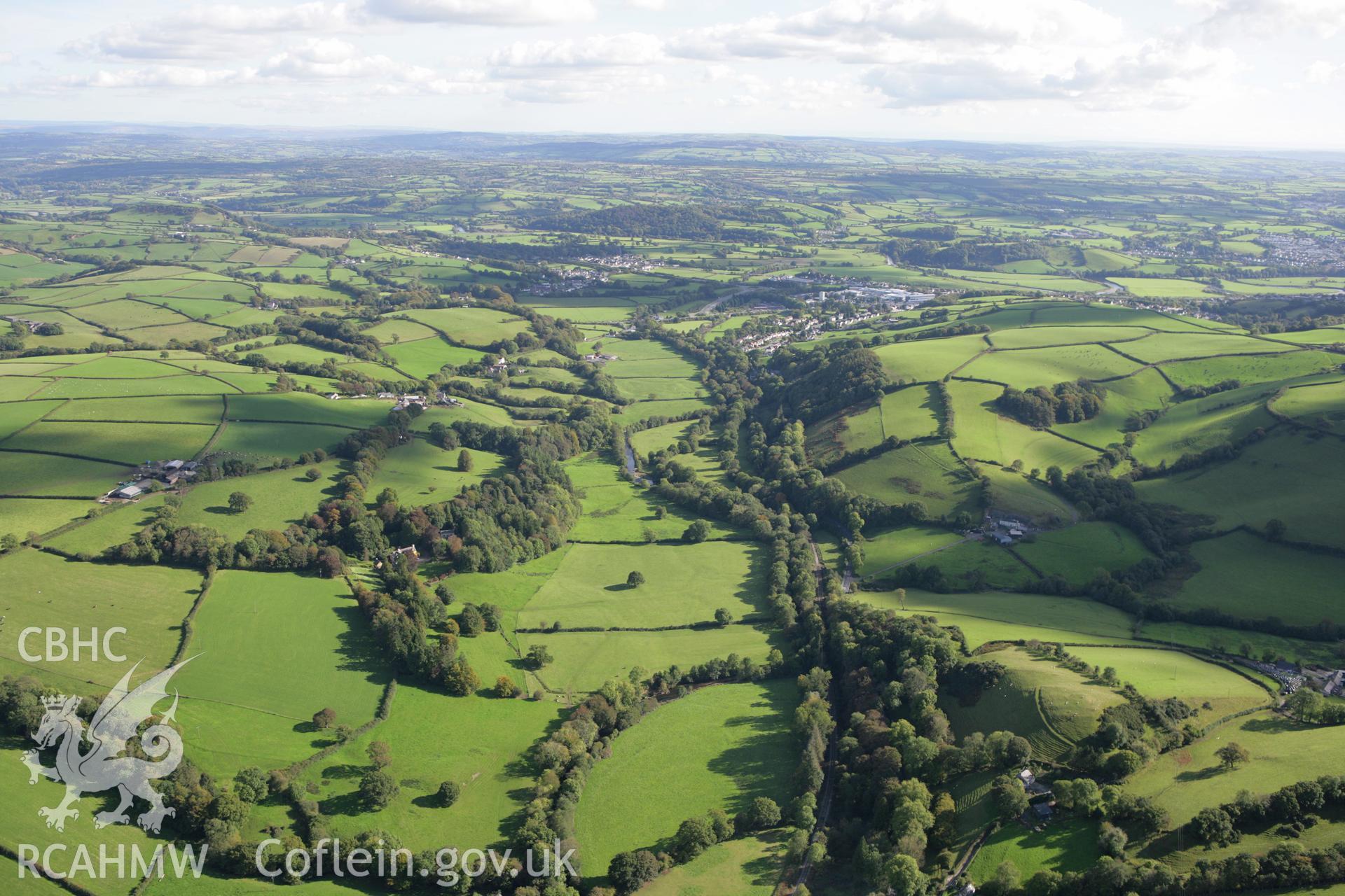 RCAHMW colour oblique photograph of Afon Gwili, landscape looking south. Taken by Toby Driver on 04/10/2007.
