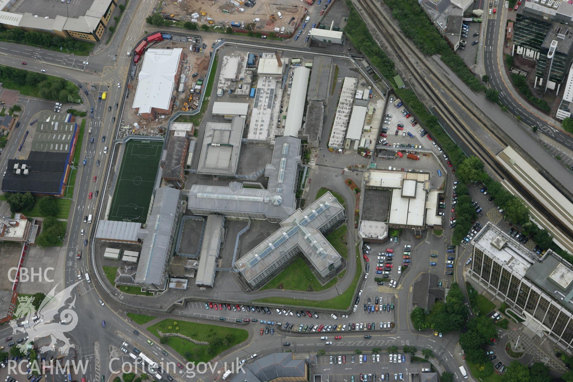RCAHMW colour oblique aerial photograph of Cardiff Prison. Taken on 30 July 2007 by Toby Driver