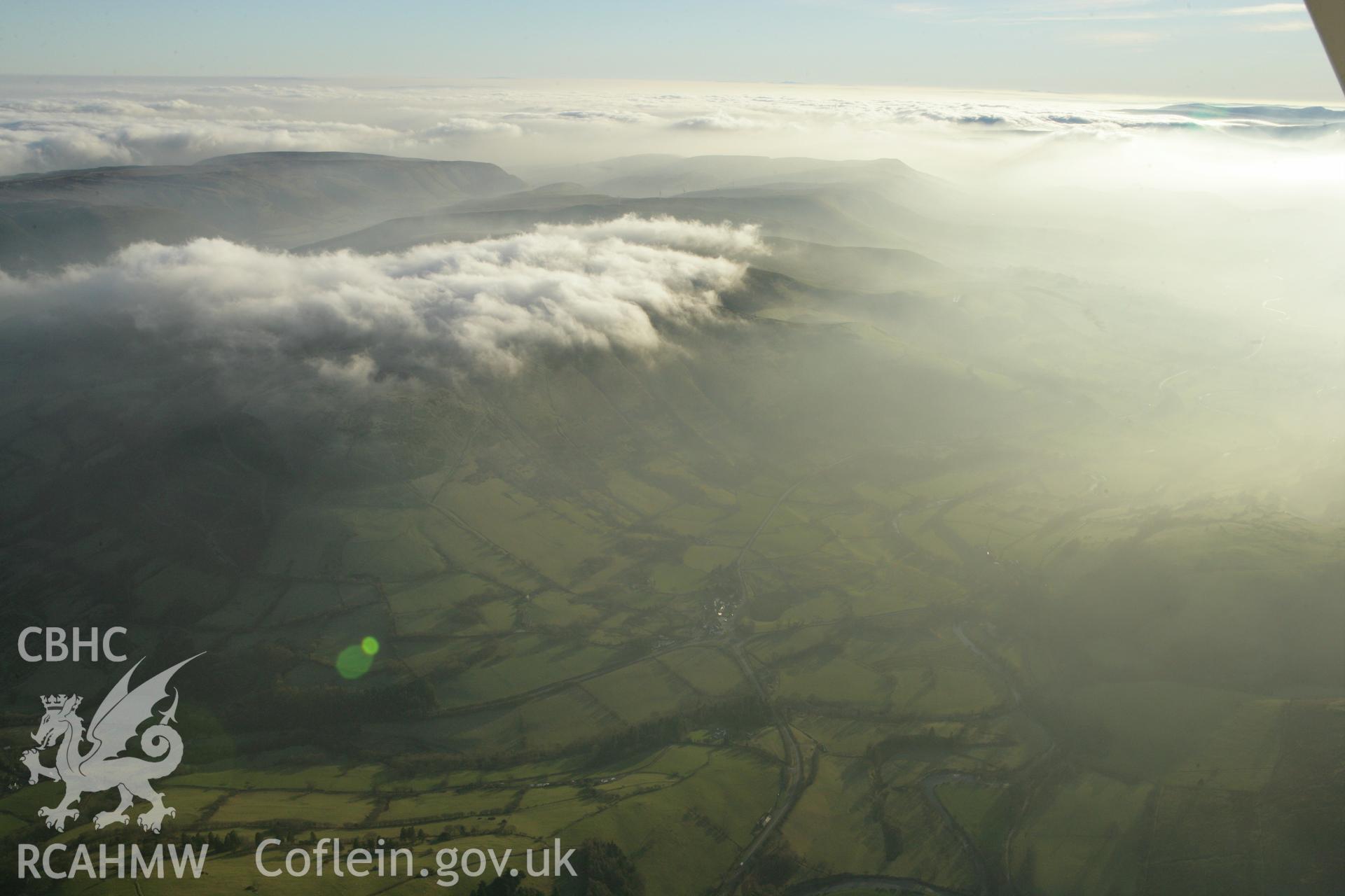 RCAHMW colour oblique photograph of Mallwyd and Dyfi Valley from the north. Taken by Toby Driver on 20/12/2007.