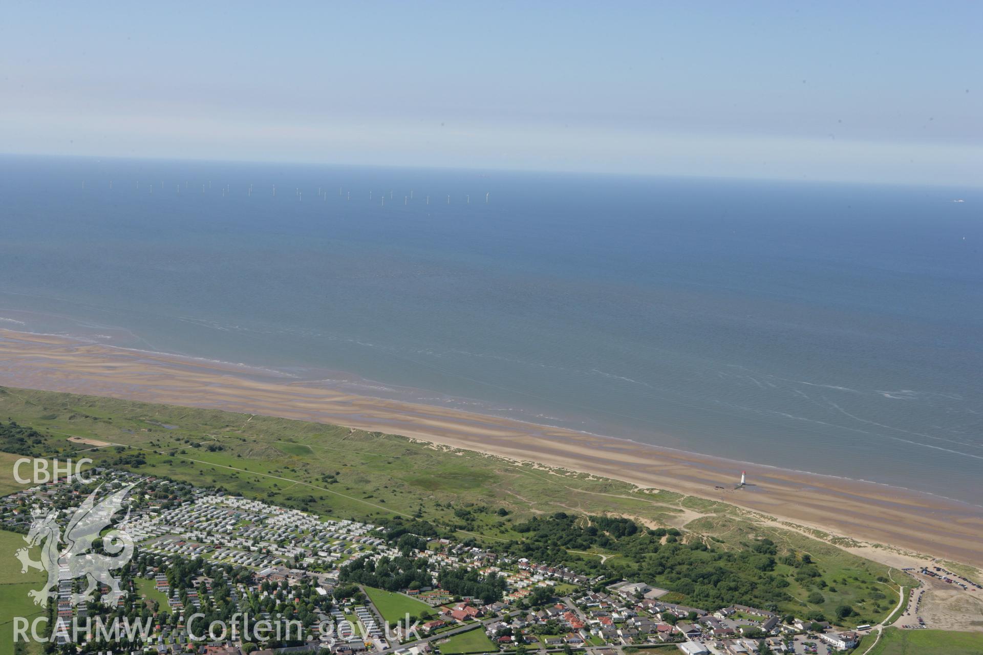 RCAHMW colour oblique aerial photograph of North Hoyle Offshore Windfarm, Prestatyn, in view from Talacre. Taken on 31 July 2007 by Toby Driver