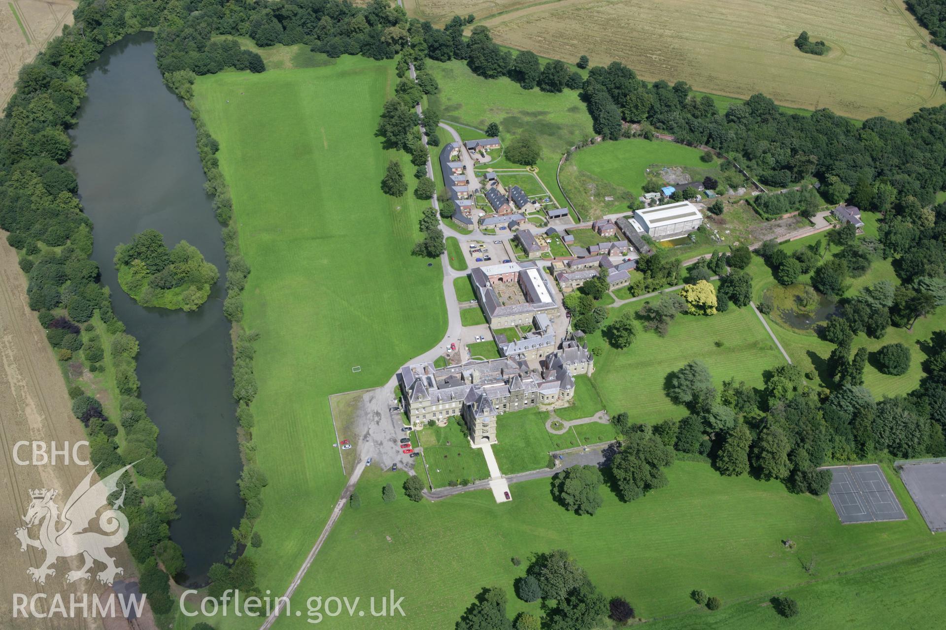 RCAHMW colour oblique aerial photograph of Wynnstay Park Mansion, Ruabon. Taken on 24 July 2007 by Toby Driver