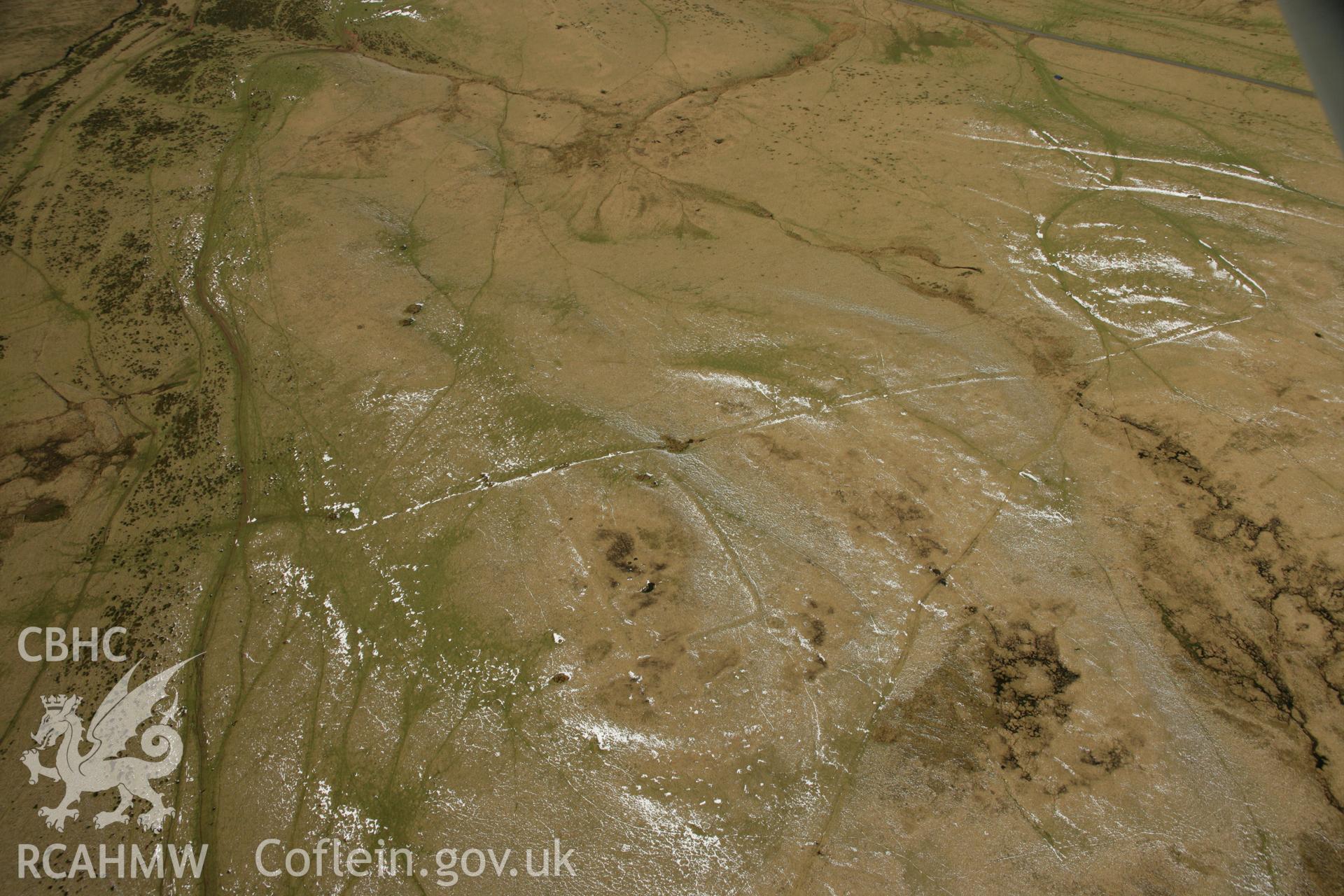 RCAHMW colour oblique aerial photograph of Arhosfa'r Garreg-Lwyd Marching Camp. Taken on 21 March 2007 by Toby Driver