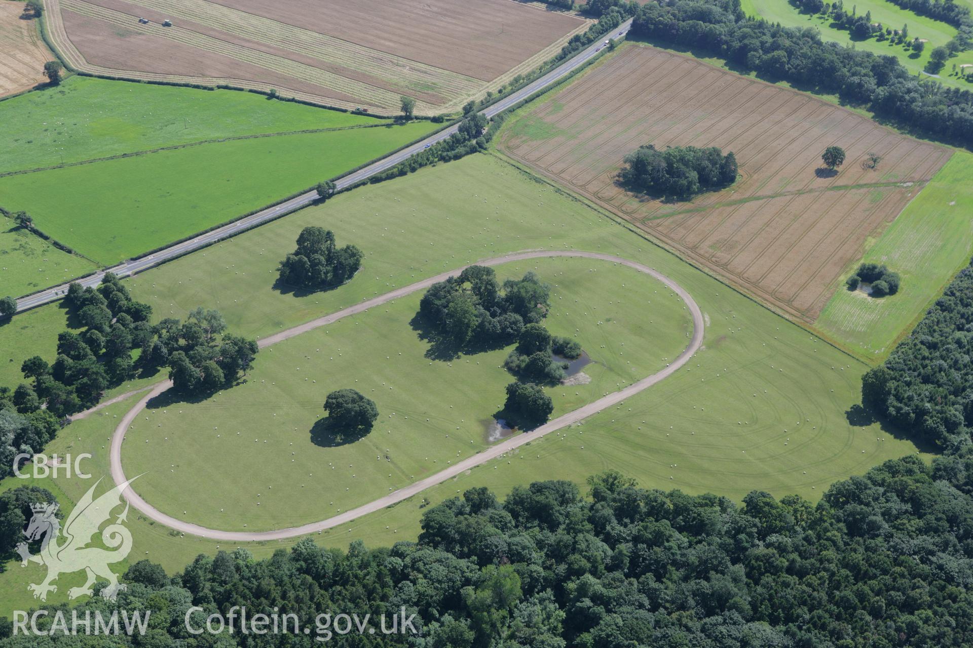 RCAHMW colour oblique aerial photograph of New Park circuit to west of Bodrhyddan Hall Garden. Taken on 31 July 2007 by Toby Driver