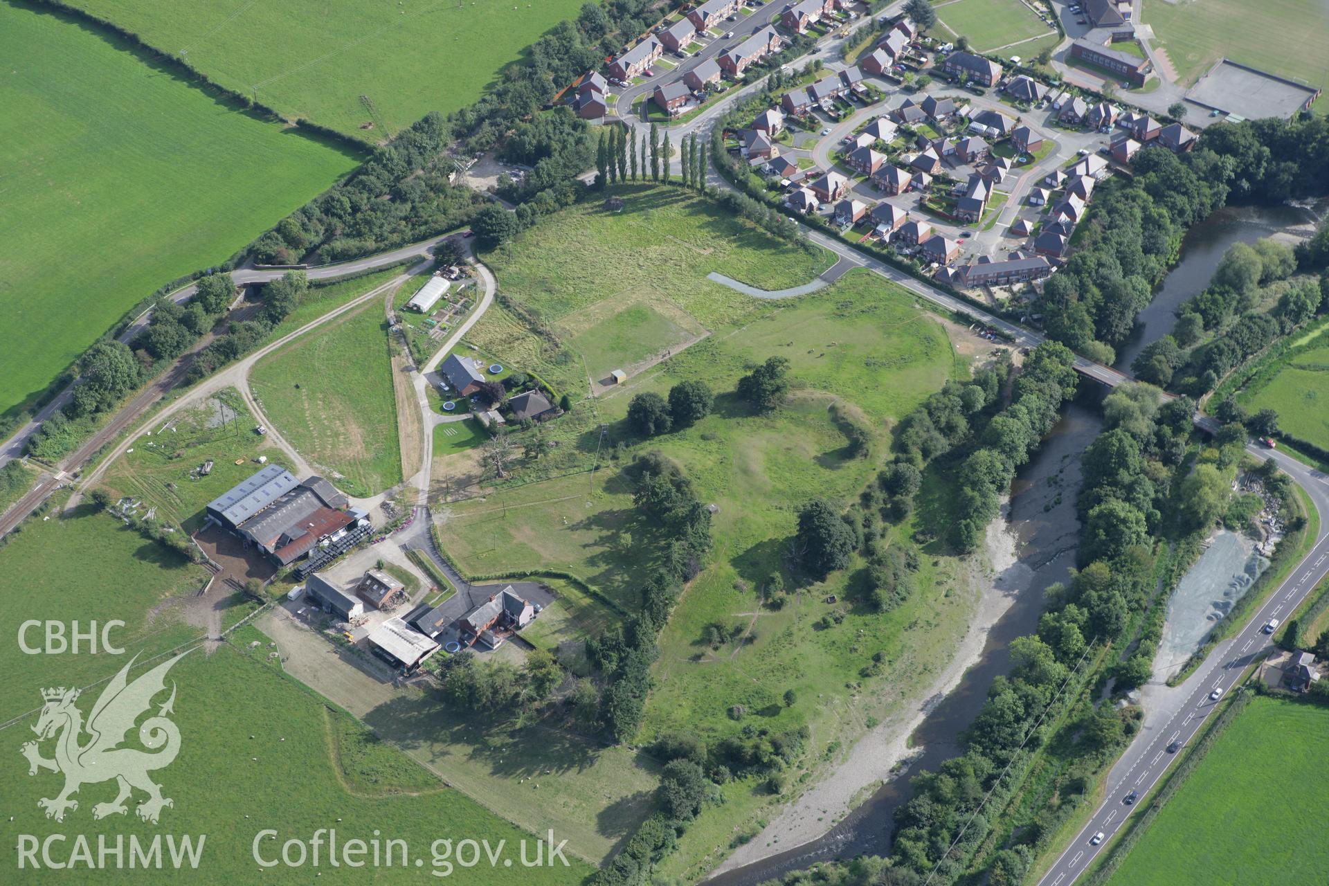 RCAHMW colour oblique aerial photograph of Bryn Derwen Castle. Taken on 06 September 2007 by Toby Driver