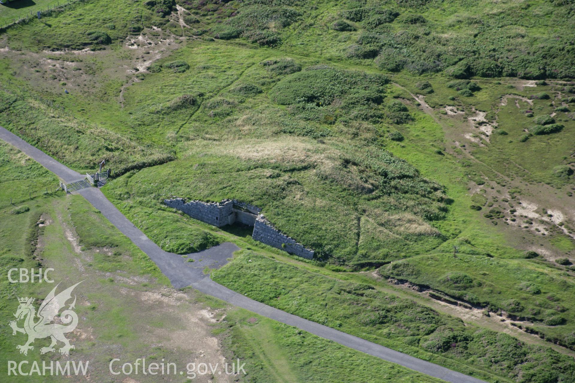 RCAHMW colour oblique aerial photograph of Trevallen Downs, St Govan's Head. Taken on 30 July 2007 by Toby Driver