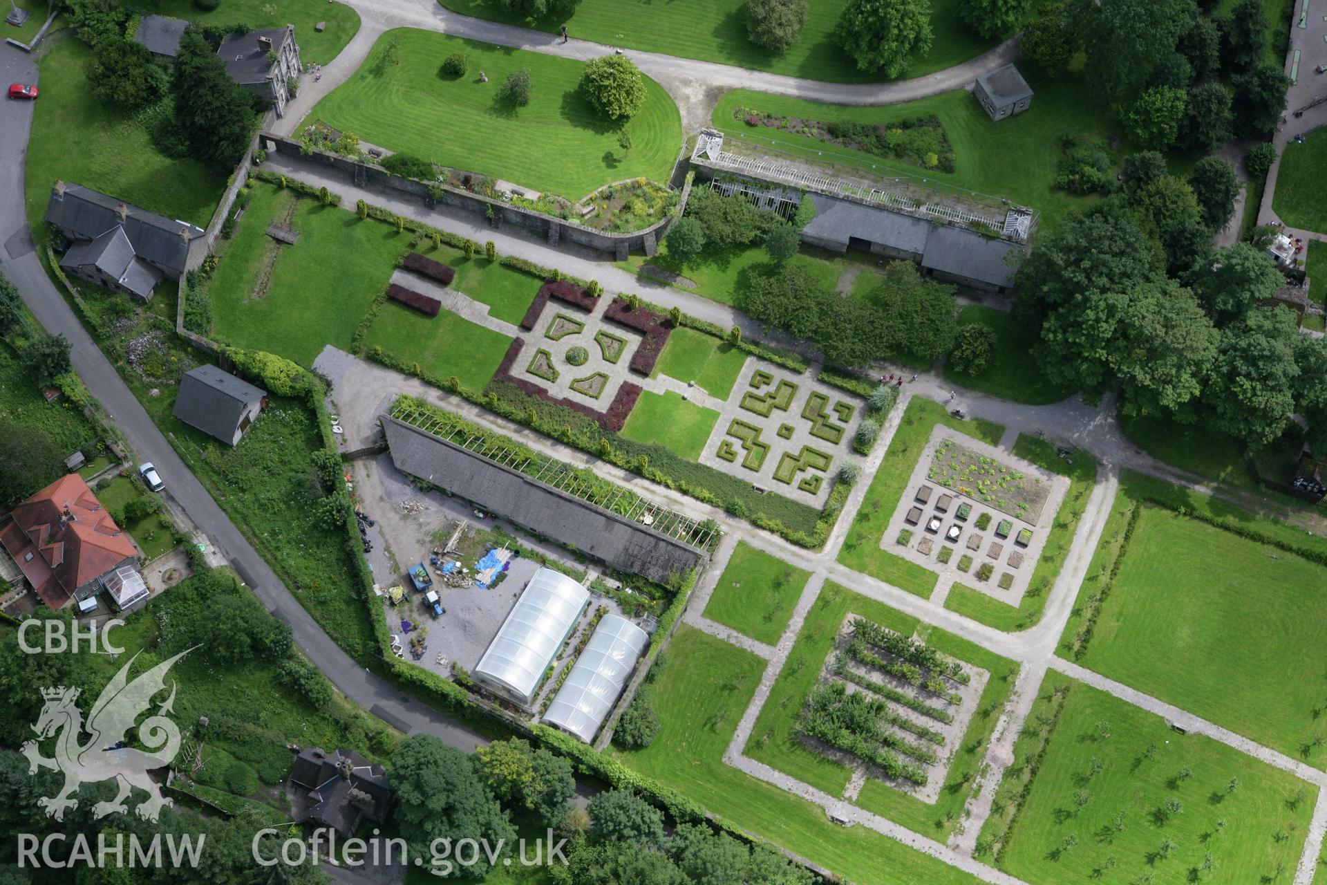 RCAHMW colour oblique aerial photograph of Margam Castle Kitchen Garden. Taken on 30 July 2007 by Toby Driver