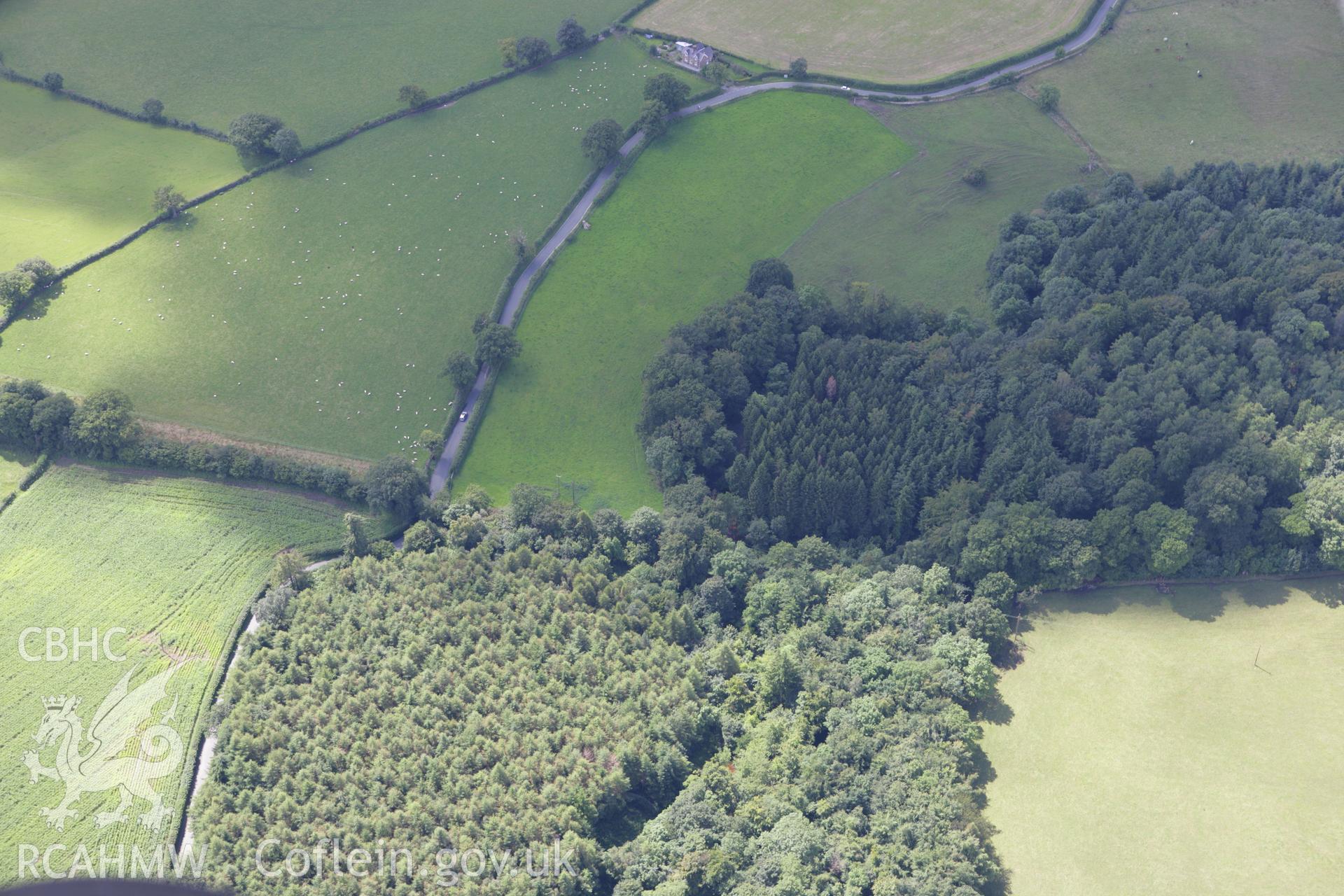 RCAHMW colour oblique aerial photograph of a section of Offa's Dyke at Plas Power. Taken on 24 July 2007 by Toby Driver