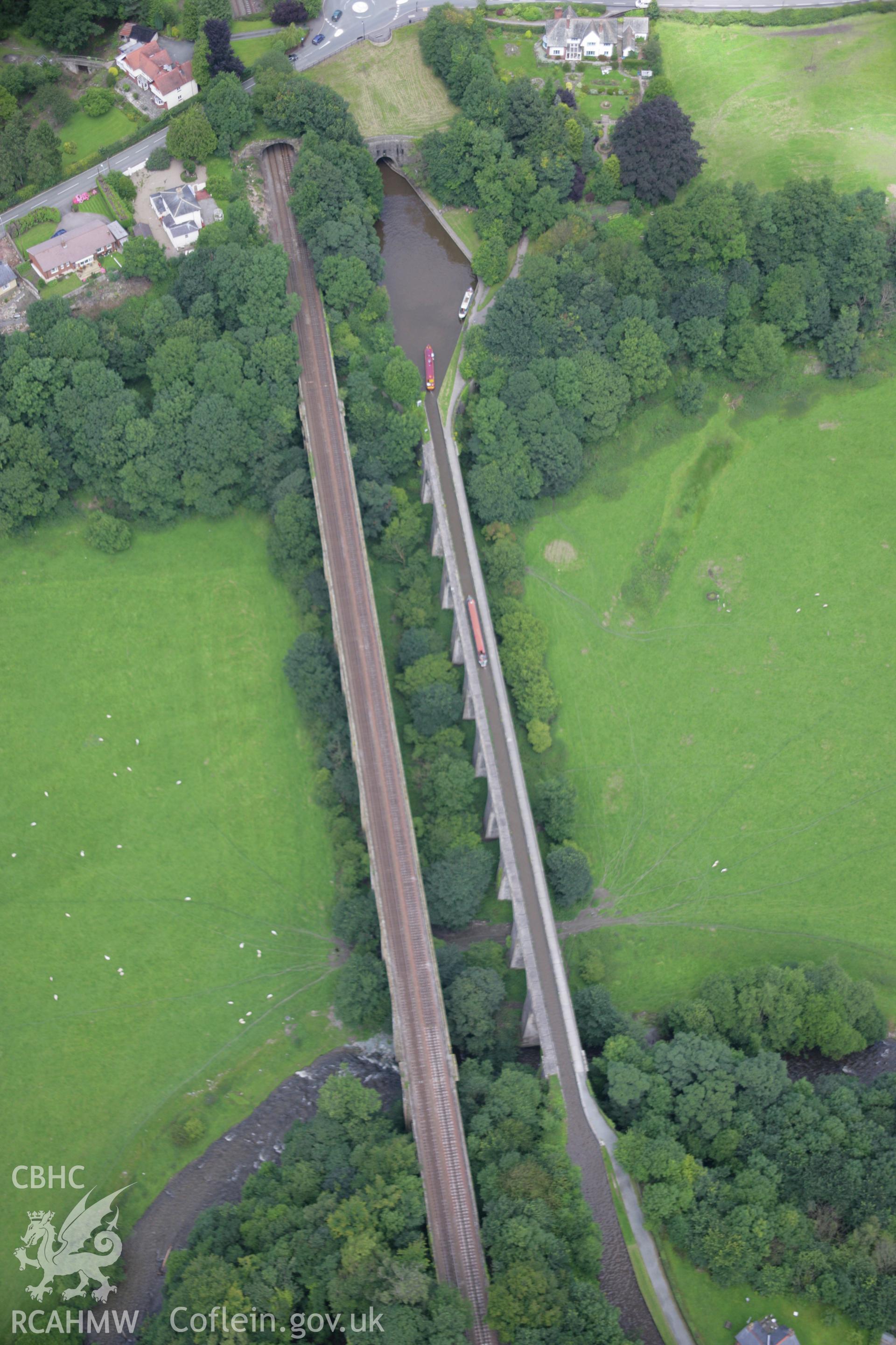 RCAHMW colour oblique aerial photograph of Chirk Aqueduct, Llangollen Canal. Taken on 24 July 2007 by Toby Driver