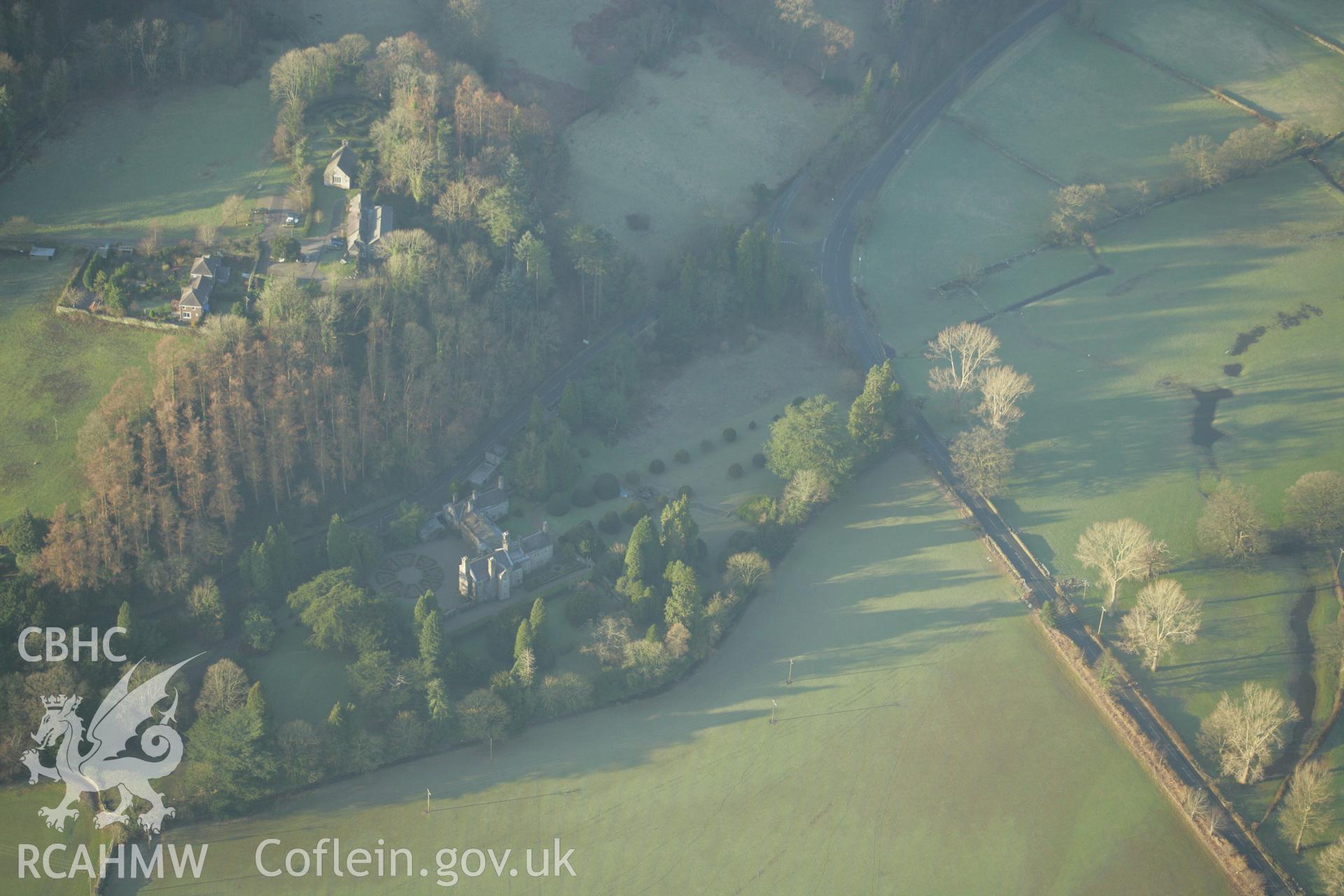 RCAHMW colour oblique aerial photograph of Gwydir Castle. Taken on 25 January 2007 by Toby Driver