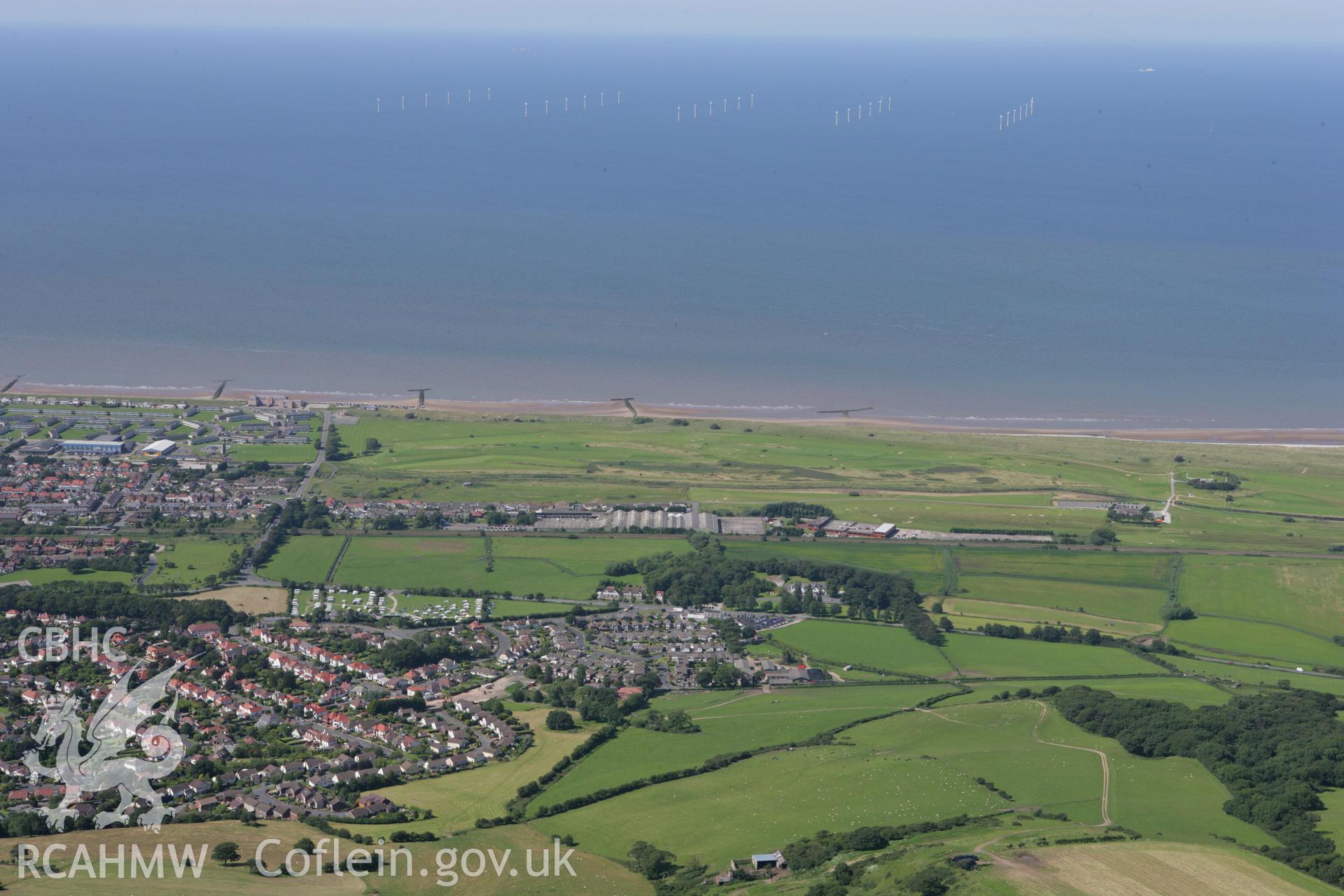 RCAHMW colour oblique aerial photograph of North Hoyle Offshore Windfarm, Prestatyn, in distant view from North Wales. Taken on 31 July 2007 by Toby Driver