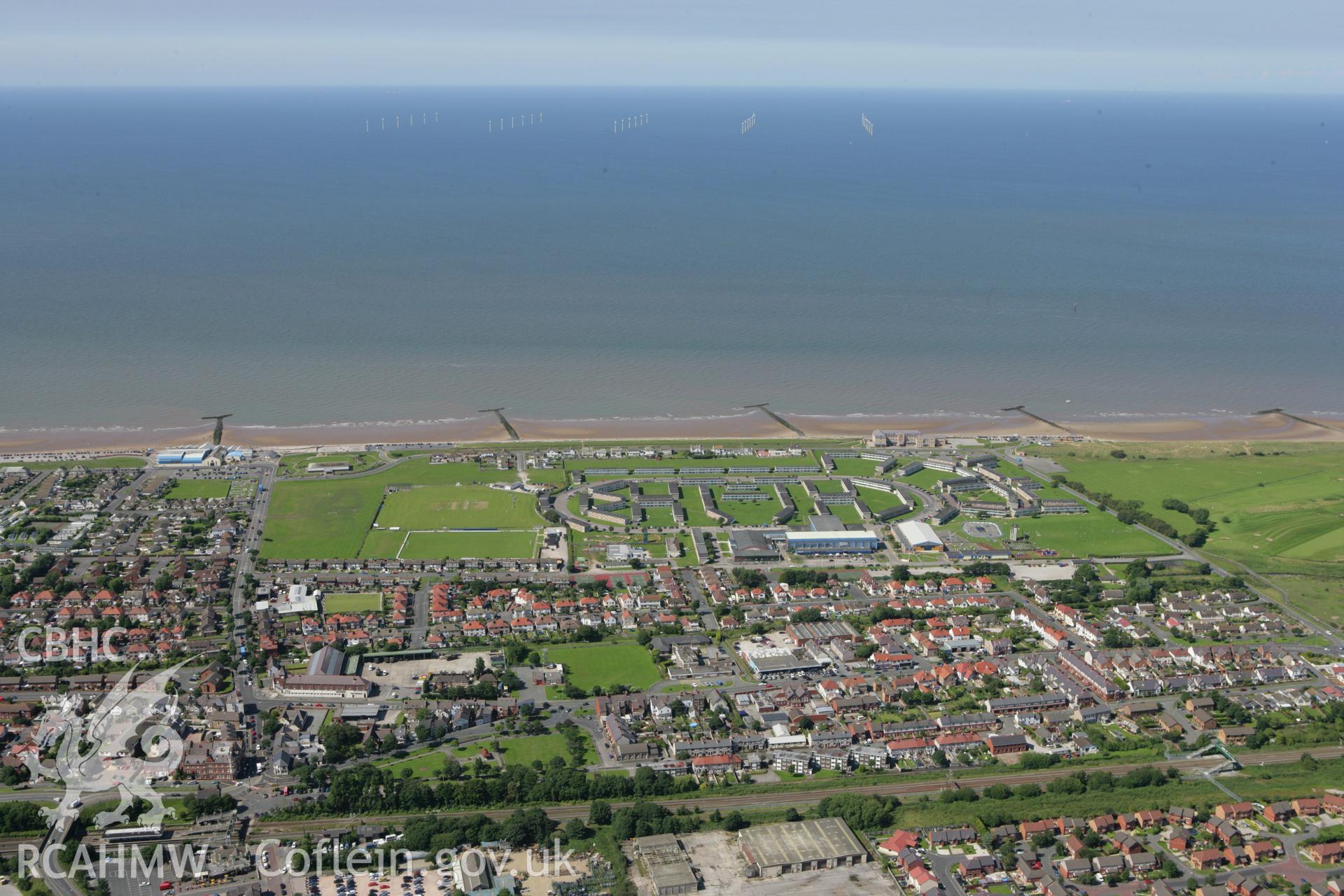RCAHMW colour oblique aerial photograph of Prestatyn Sands Holiday Camp, Barkby Avenue, Prestatyn. Taken on 31 July 2007 by Toby Driver