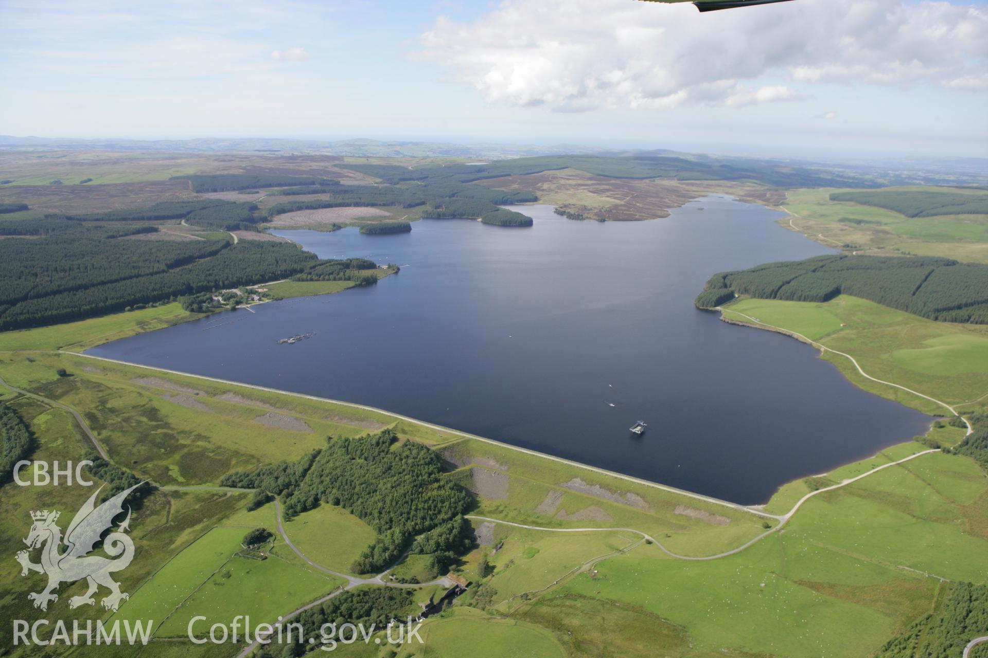 RCAHMW colour oblique aerial photograph showing landscape of Llyn Brenig. Taken on 31 July 2007 by Toby Driver