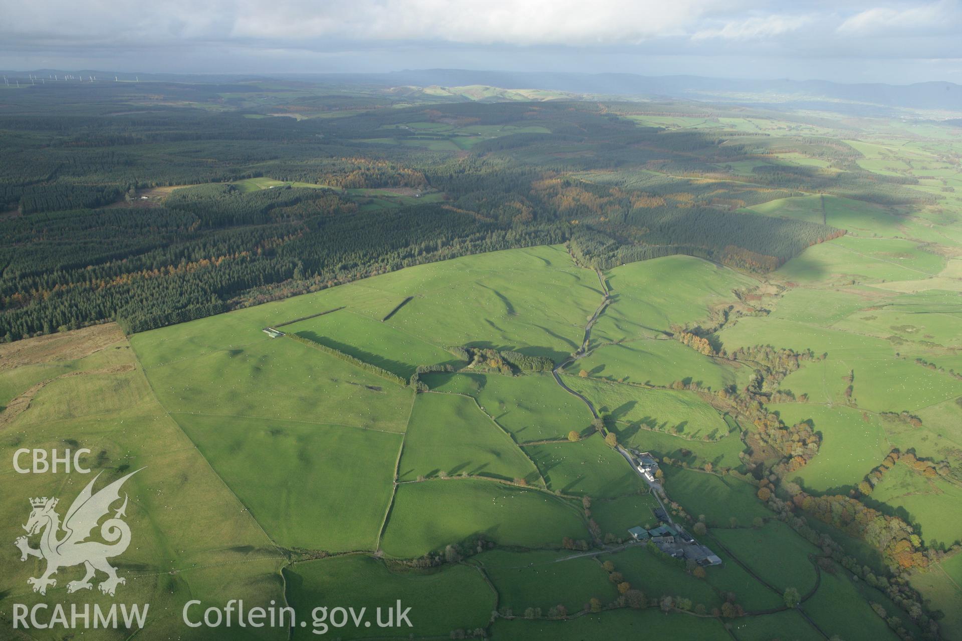 RCAHMW colour oblique photograph of Landscape near Pendre Bach farm. Taken by Toby Driver on 30/10/2007.