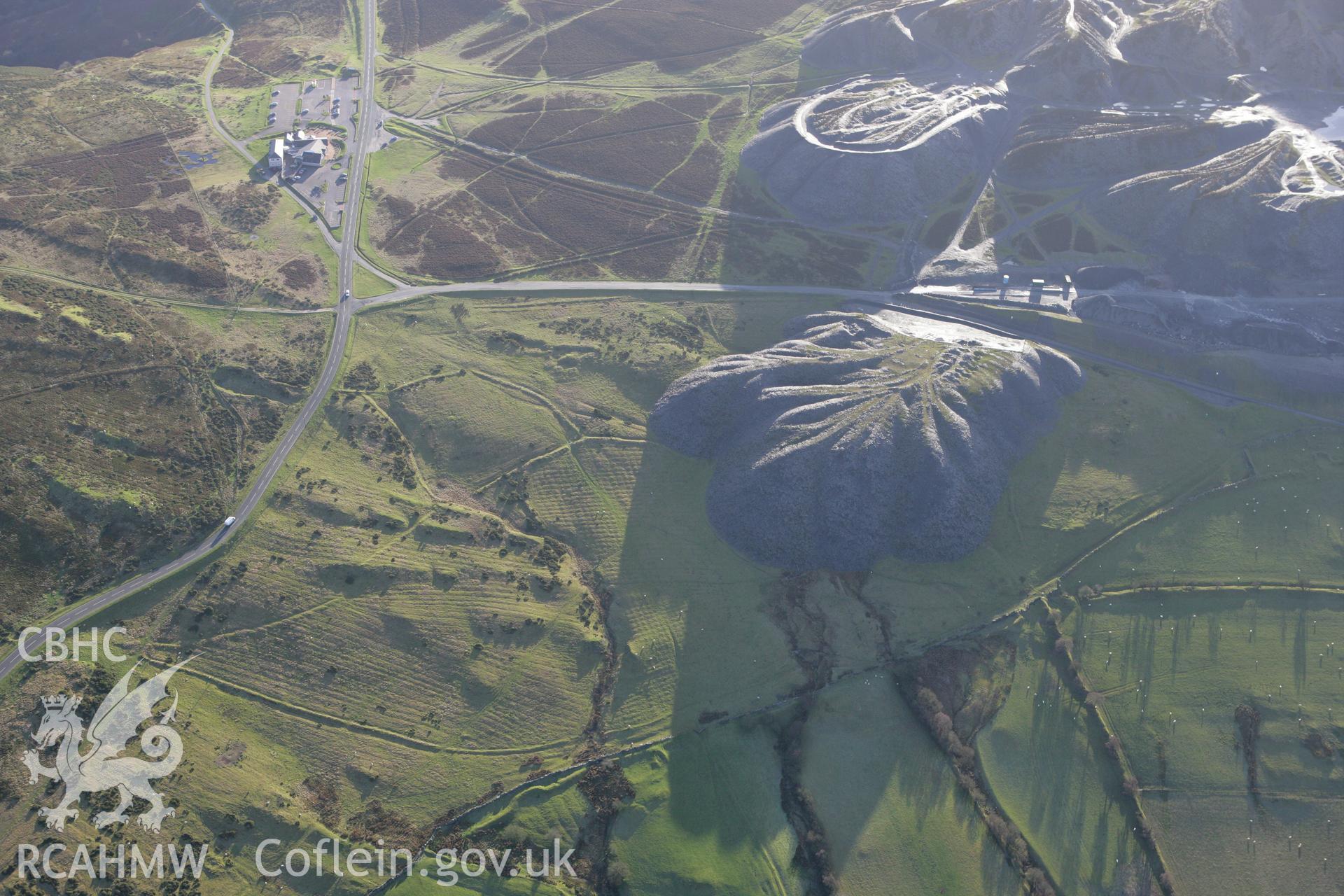 RCAHMW colour oblique photograph of Moel-y-Faen quarries. Taken by Toby Driver on 11/12/2007.