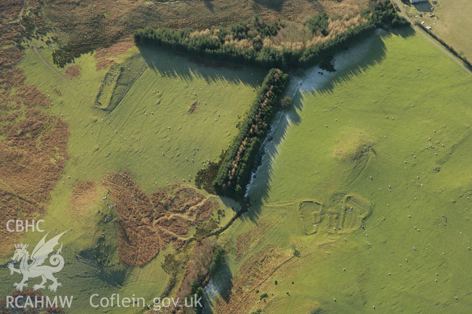 RCAHMW colour oblique photograph of the Troed y Rhiw landscape. Taken by Toby Driver on 20/12/2007.