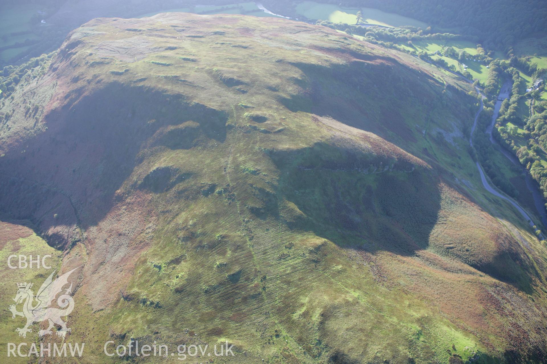 RCAHMW colour oblique photograph of Pen y Darren, deserted settlement and cultivation. Taken by Toby Driver on 04/10/2007.