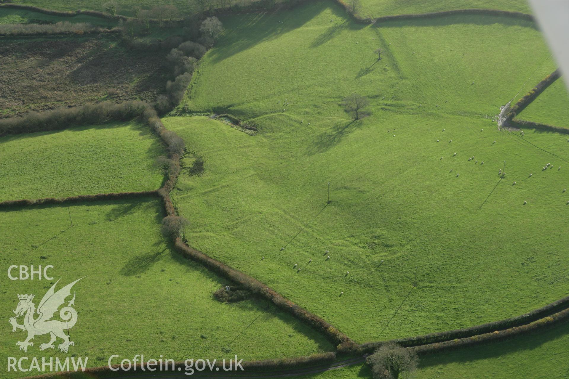 RCAHMW colour oblique photograph of Maesgwyn, deserted rural settlement earthworks. Taken by Toby Driver on 29/11/2007.