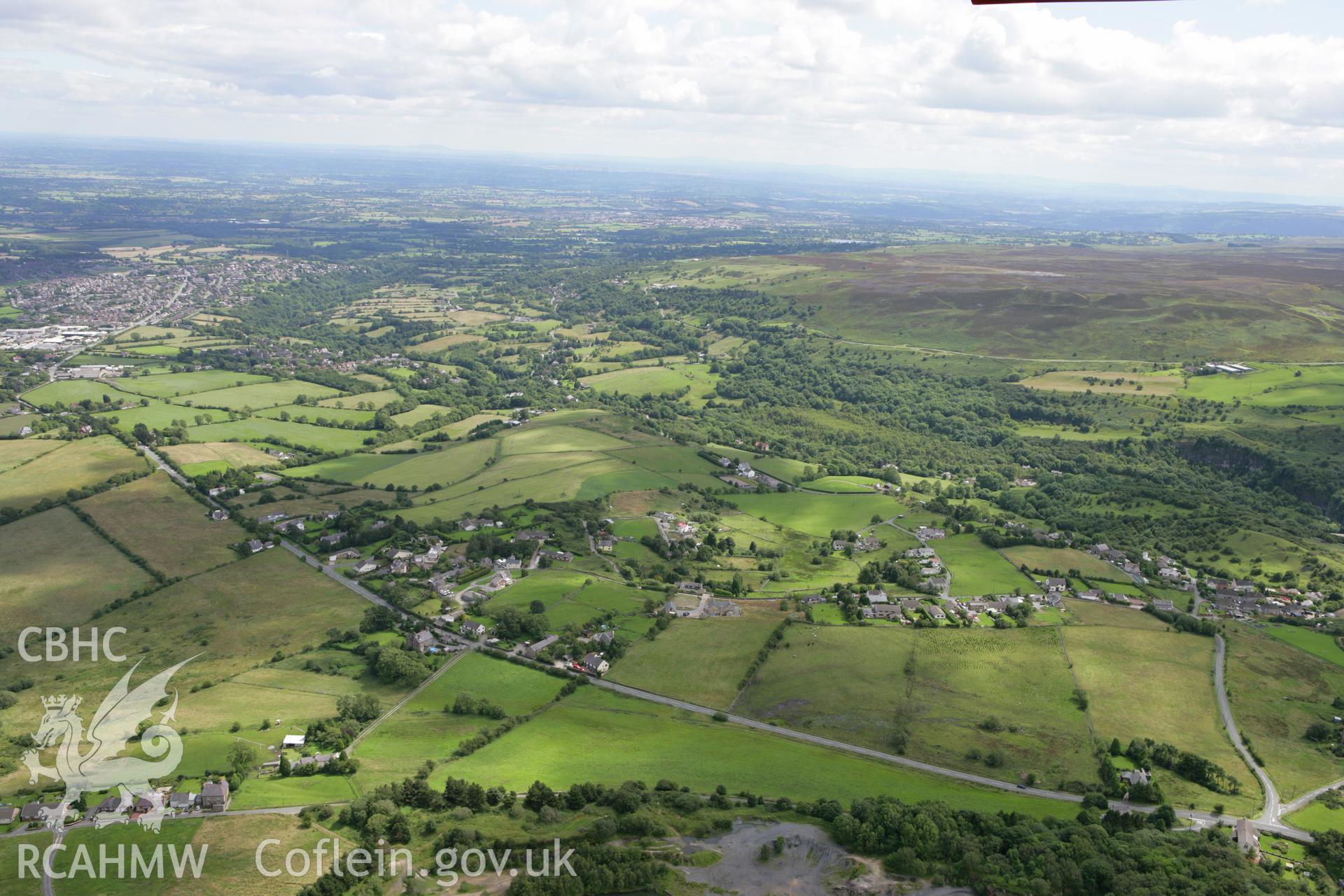 RCAHMW colour oblique aerial photograph of Penybryn Welsh Methodist Chapel, Minera. Taken on 24 July 2007 by Toby Driver