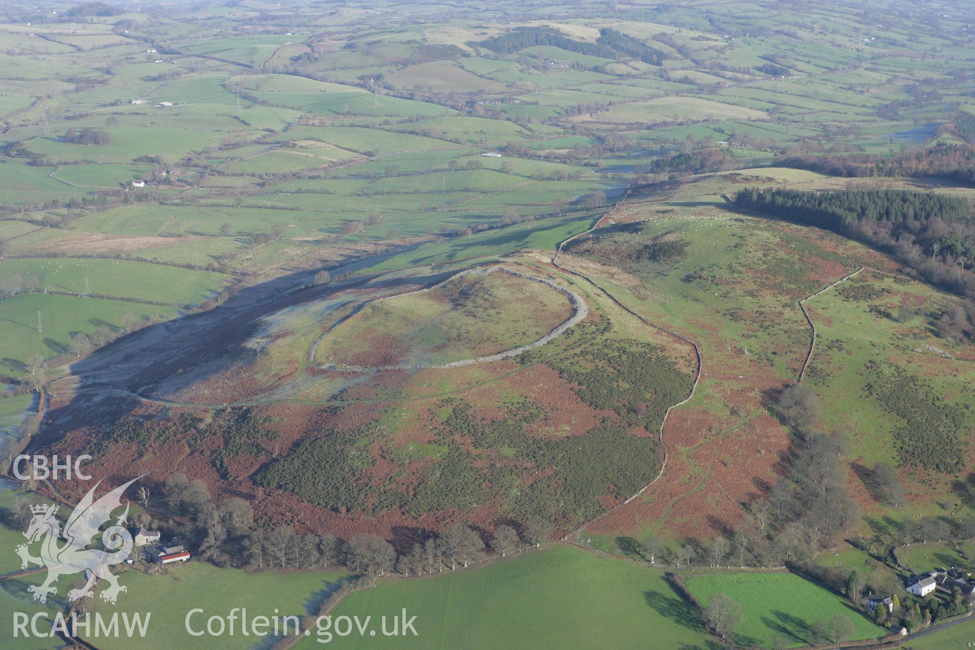 RCAHMW colour oblique photograph of Caer Drewyn, hillfort. Taken by Toby Driver on 11/12/2007.