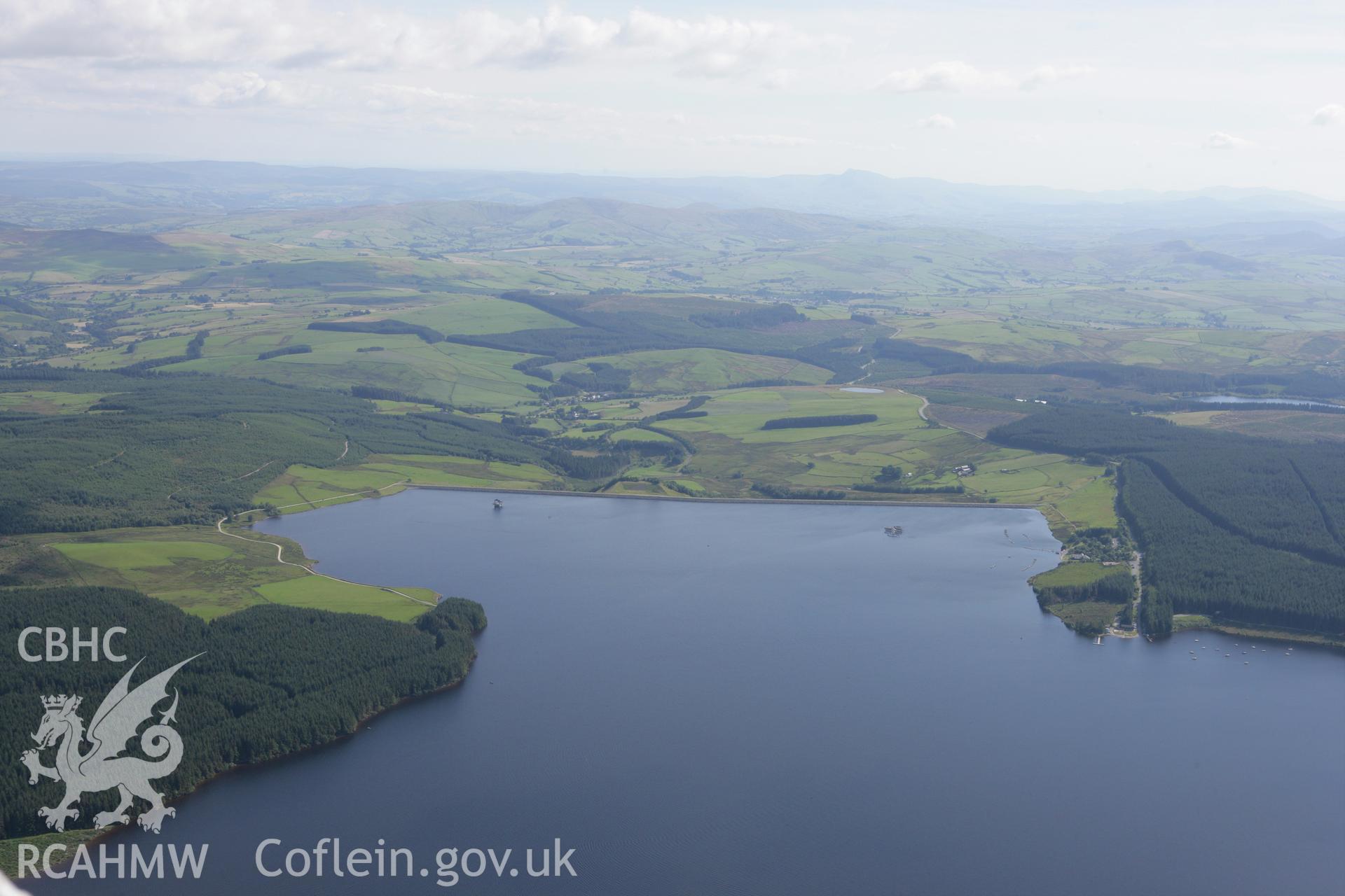 RCAHMW colour oblique aerial photograph showing landscape of Llyn Brenig. Taken on 31 July 2007 by Toby Driver