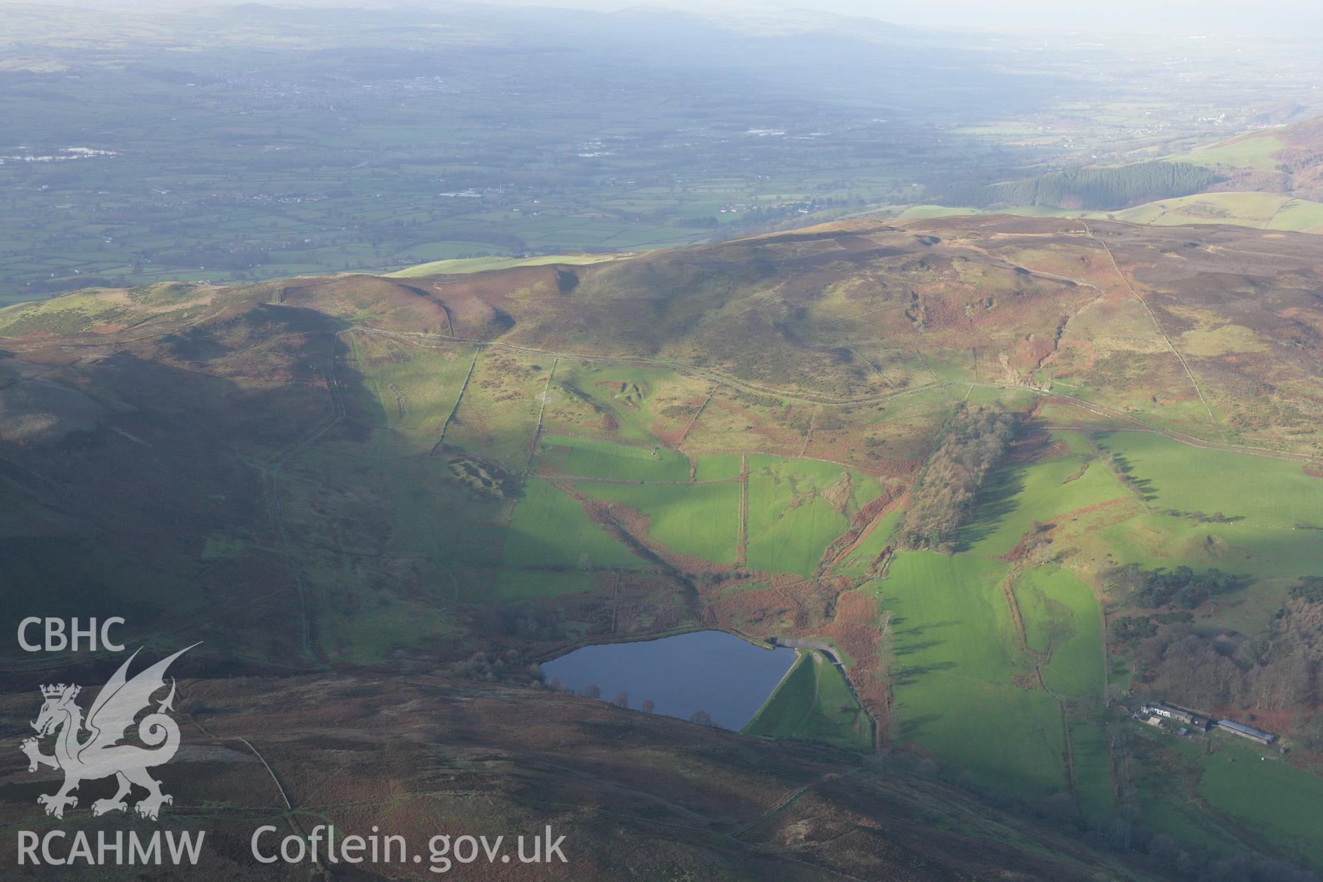 RCAHMW colour oblique photograph of Garth, The;Moel Dywyll landscape. Taken by Toby Driver on 11/12/2007.