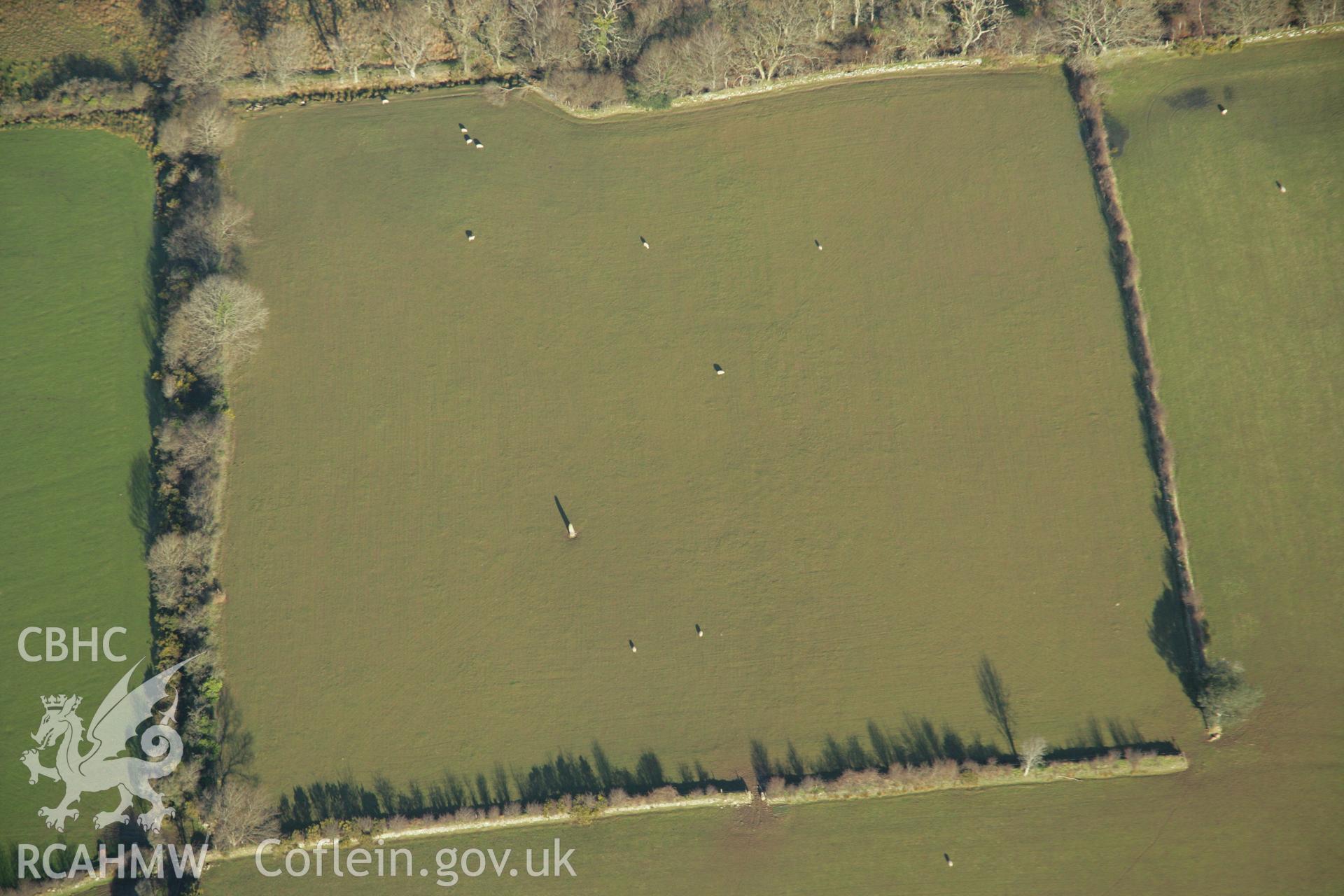 RCAHMW colour oblique aerial photograph of Betws-Fawr Standing Stone. Taken on 25 January 2007 by Toby Driver